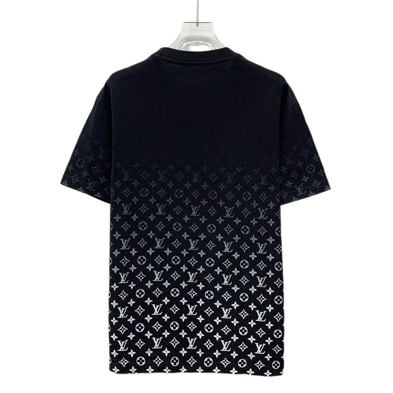 Louis Vuitton Louis Vuitton Black logo full-print cotton crewneck short- Size US M / EU 48-50 / 2 - 2 Thumbnail