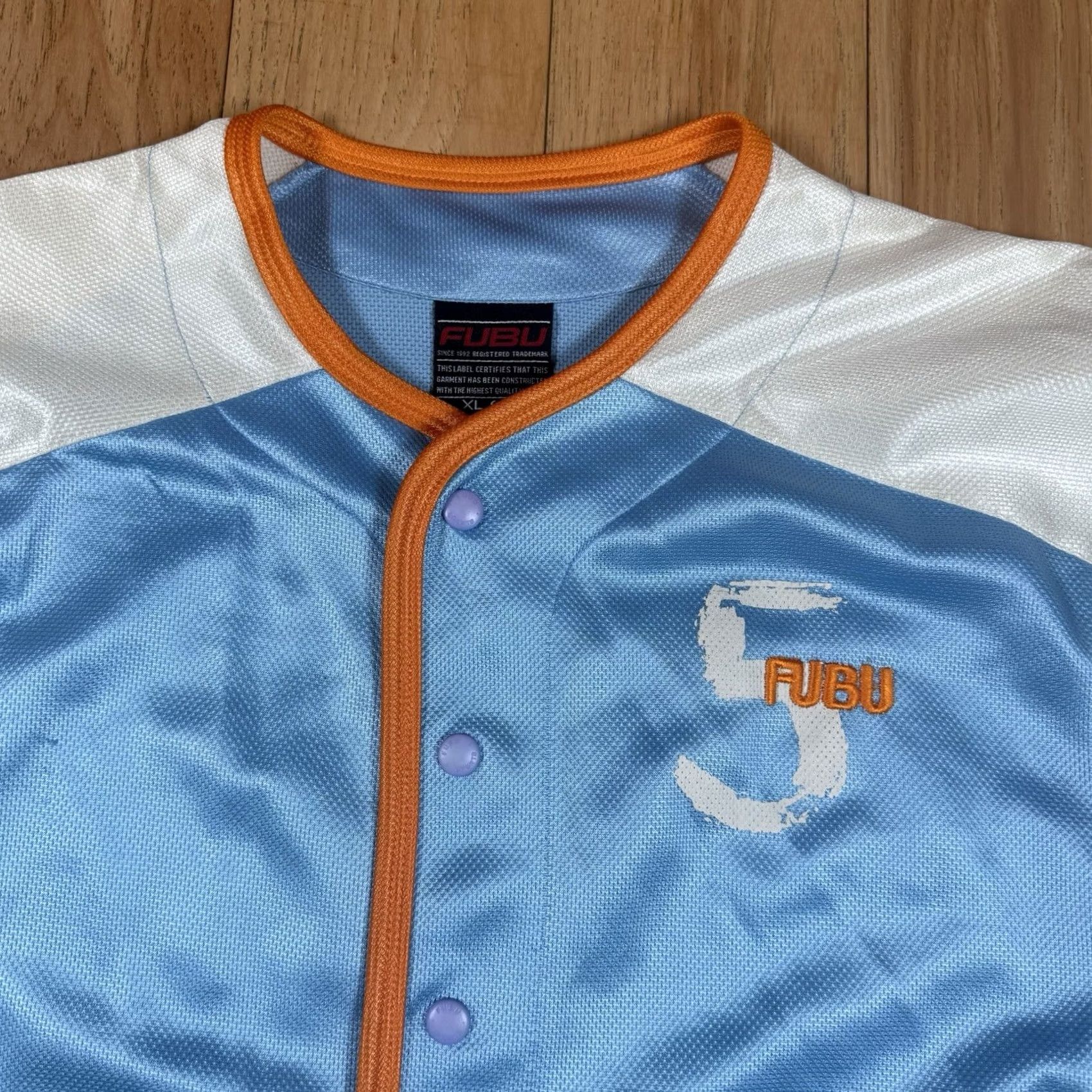 Fubu VINTAGE FUBU Baseball Jersey Mens XL Powder Blue Button 05 Sports Series Y2K Sports Mens XL Blue Size US XL / EU 56 / 4 - 3 Thumbnail