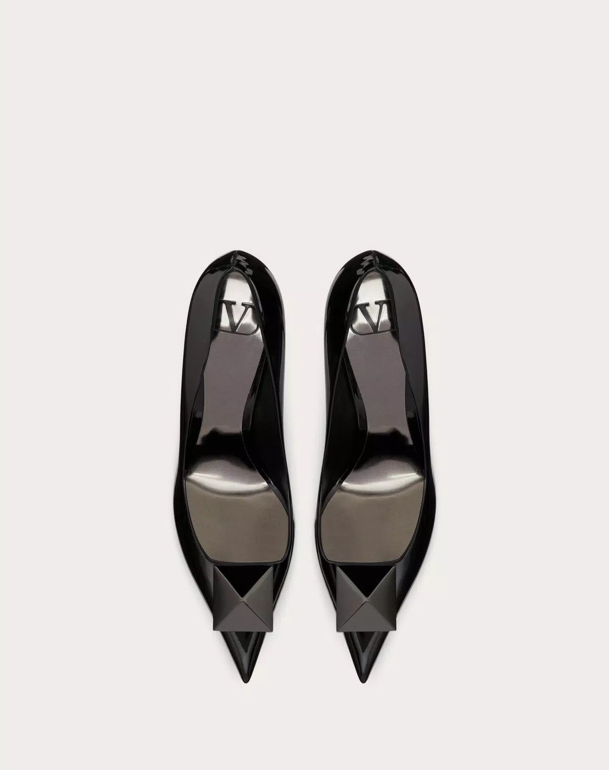 Valentino o1s1wg110625 One Stud Patent Leather Pump 100 Mm in Black Size US 11 / IT 41 - 4 Thumbnail
