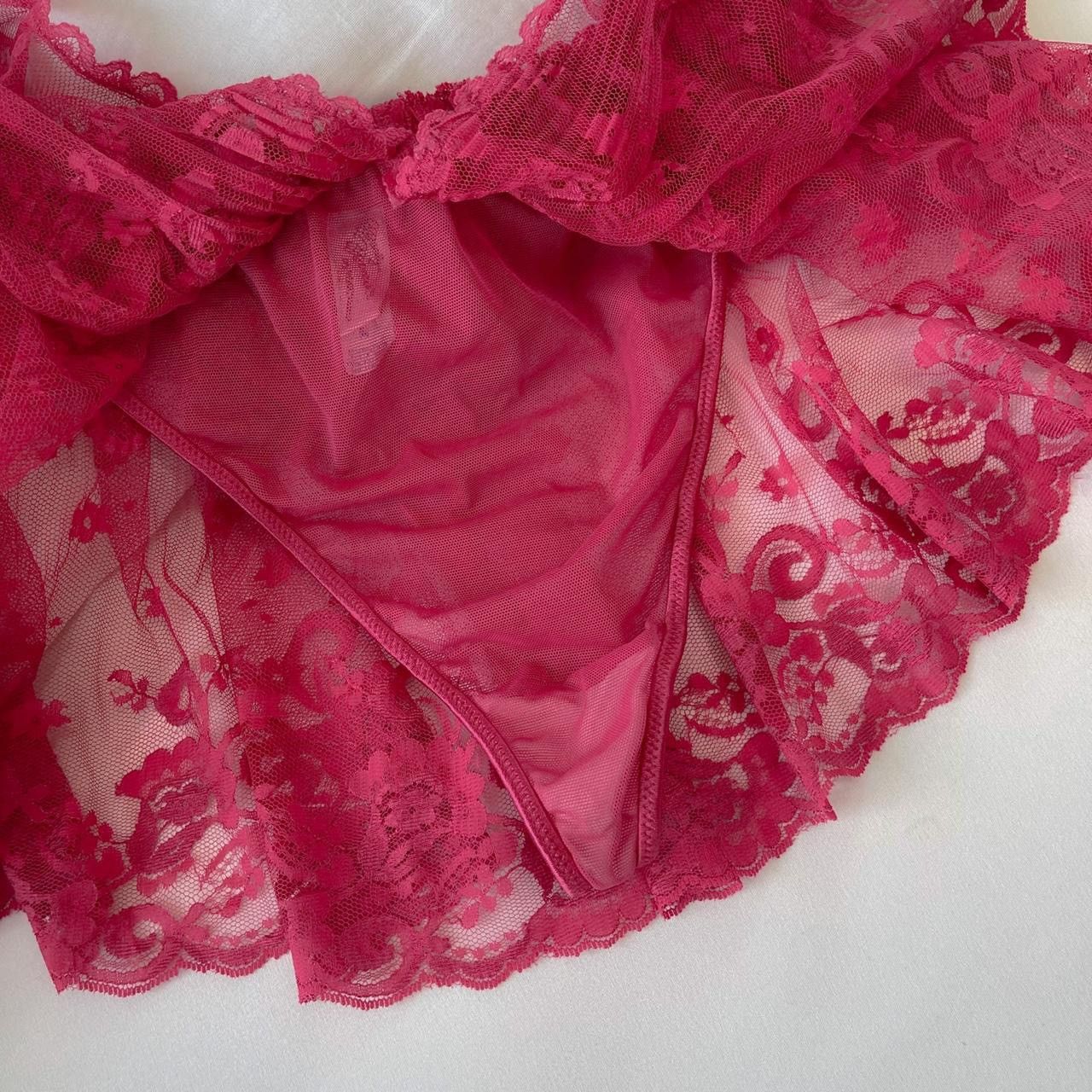 Vintage Vintage Red Lace Lingerie (M-L) Size 35" - 2 Thumbnail