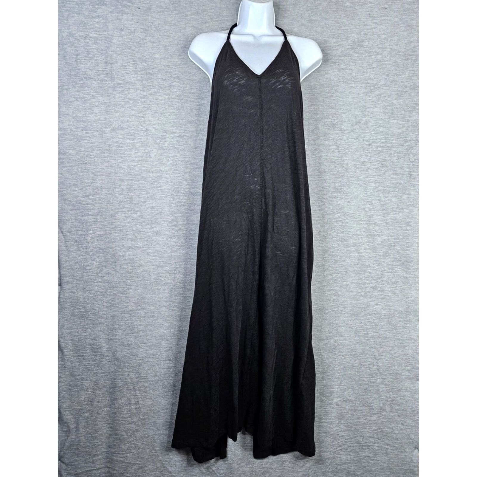 Vintage ATM Halter Dress Women’s Black Cotton Midi S Dress Size S / US 4 / IT 40 - 2 Thumbnail
