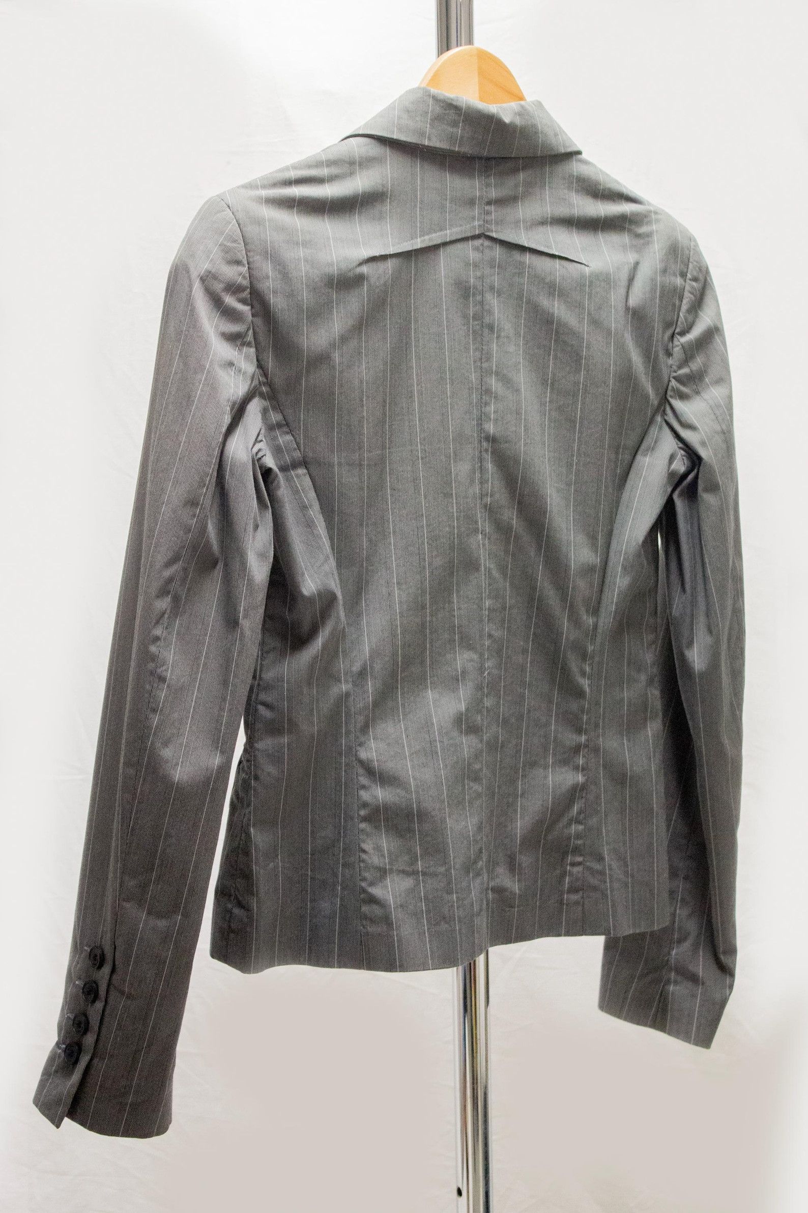 John Galliano Galliano y2k grey cotton pinstripe jacket with gazette print Size XS / US 0-2 / IT 36-38 - 4 Thumbnail