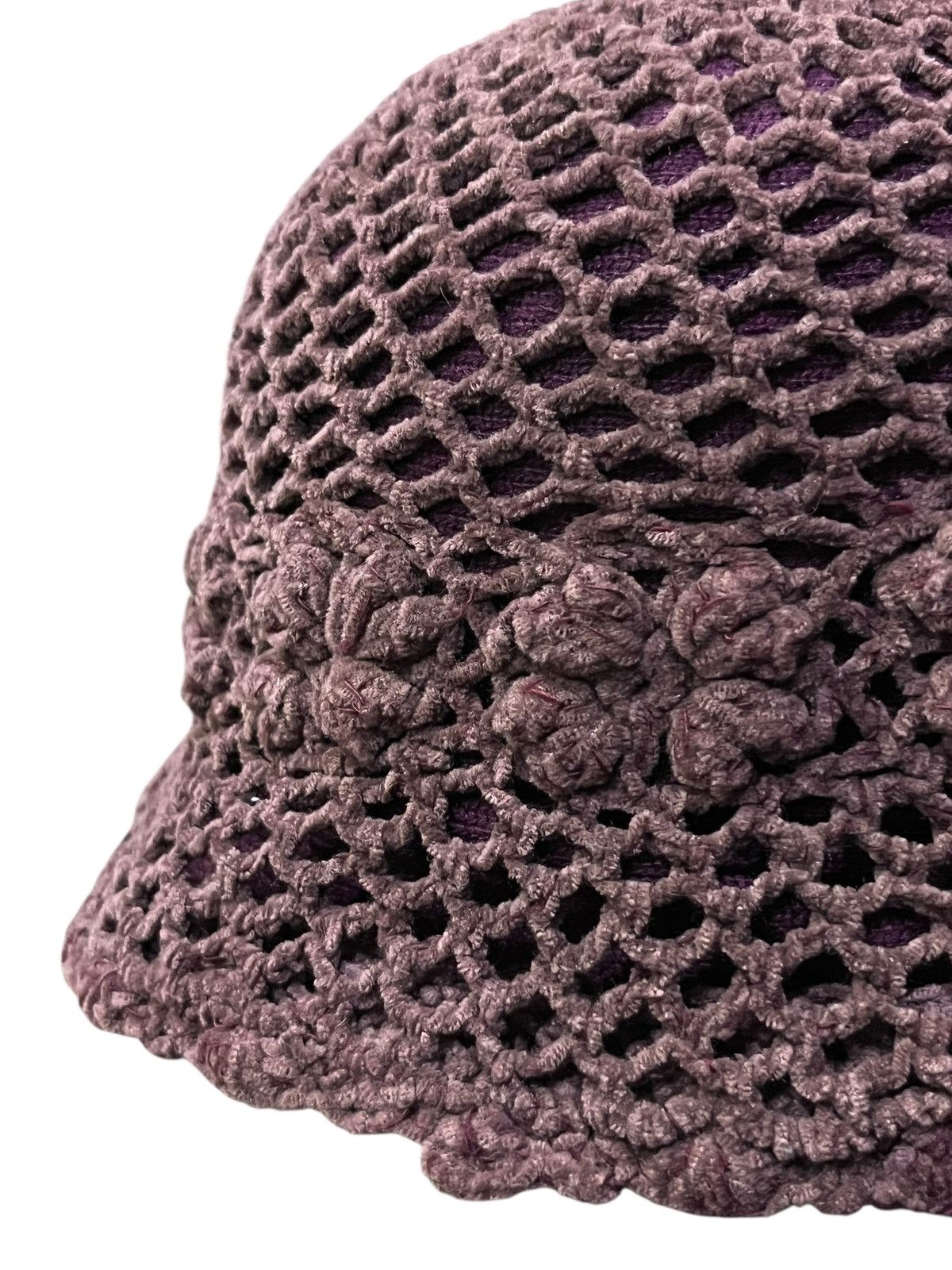 Japanese Brand Vintage Namiki Design Crochet Knit Velvet Bucket Hat Size ONE SIZE - 3 Thumbnail