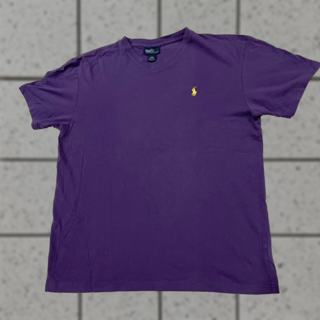 Polo Ralph Lauren VINTAGE POLO RALPH LAUREN Shirt Men L Purple V Tee 90s Single Stitch Polo Ralph Lauren Logo Embroidered Old Money Purple V-Neck T-Shirt Mens L Size US L / EU 52-54 / 3 - 1 Thumbnail