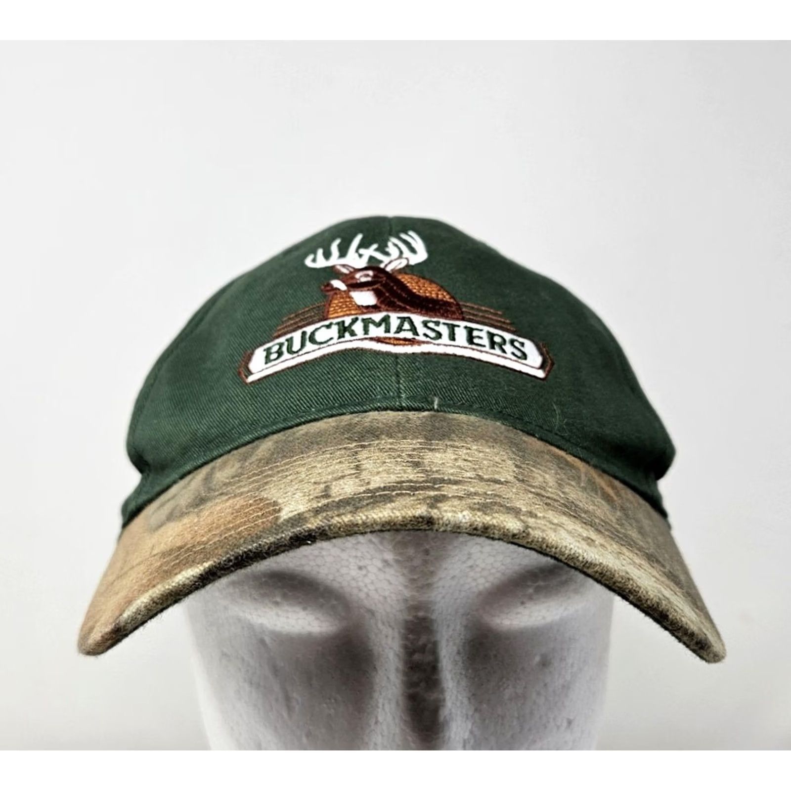 Vintage Buckmasters Hat Cap Strap Back Green Camo Embroidered Deer Hunting Outdoors Mens Cap One Size Adjustable Camouflage Hunting Outdoor Buckmasters Mens Size ONE SIZE - 2 Thumbnail