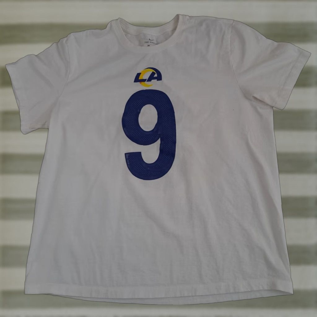 Nike VINTAGE Nike L A Rams T-Shirt Jersey Football Printed Crew Neck Short Sleeve 2XL White Adult Unisex Nike Shirt Size US XXL / EU 58 / 5 - 1 Thumbnail