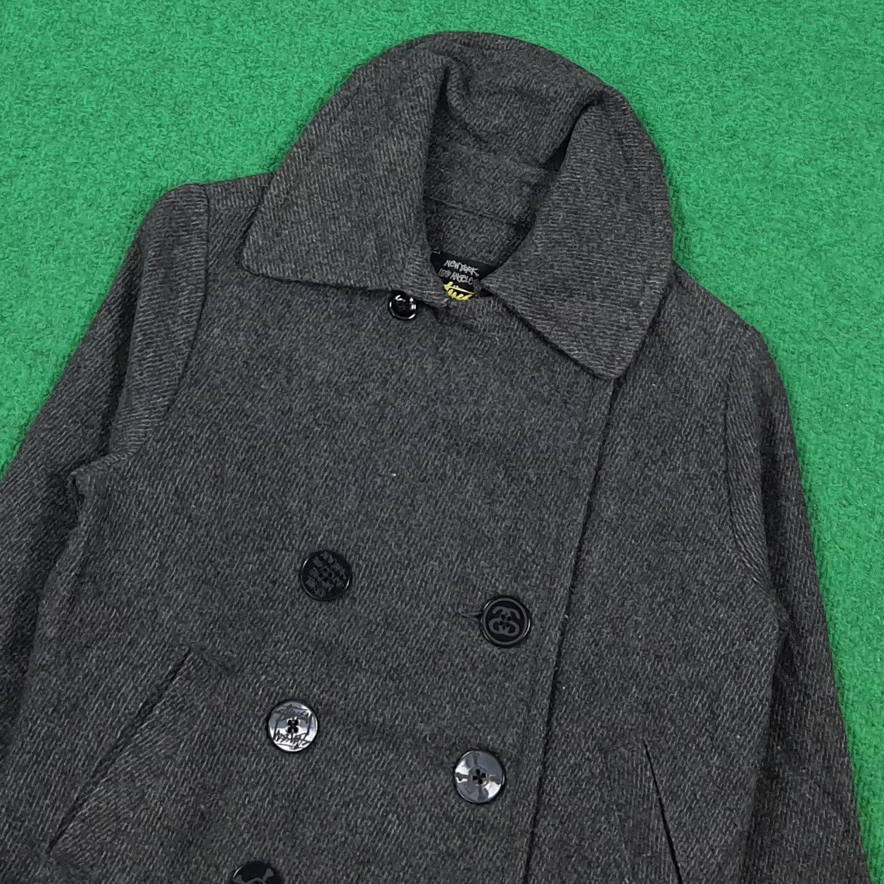 Stussy Vintage Stussy Japan Tweed Knit Breasted Peacoat C309N6 Size US XS / EU 42 / 0 - 2 Thumbnail