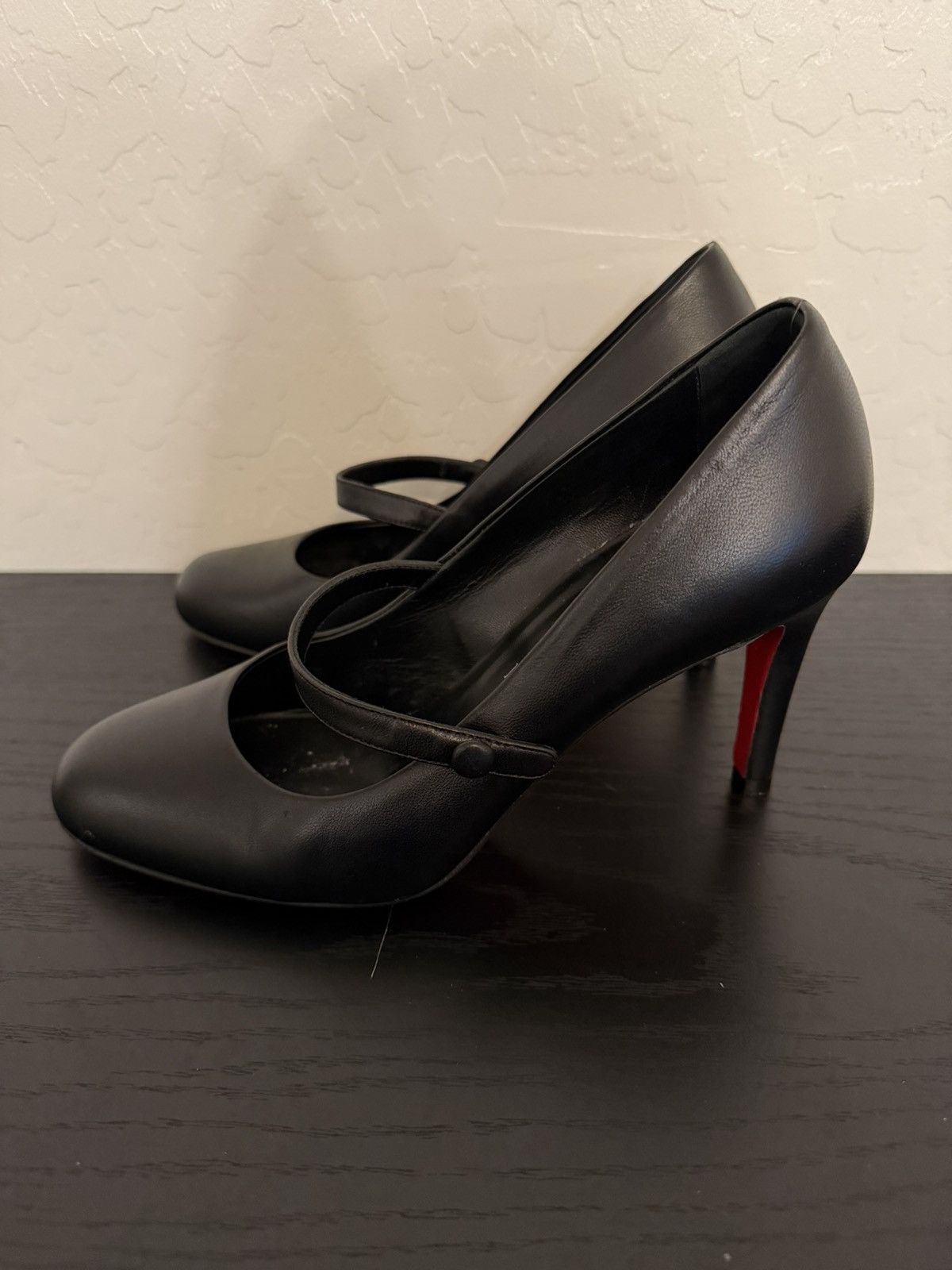 Christian Louboutin Black Leather Christian Louboutin, Paris, Mary Jane Heels Size US 6 / IT 36 - 2 Thumbnail