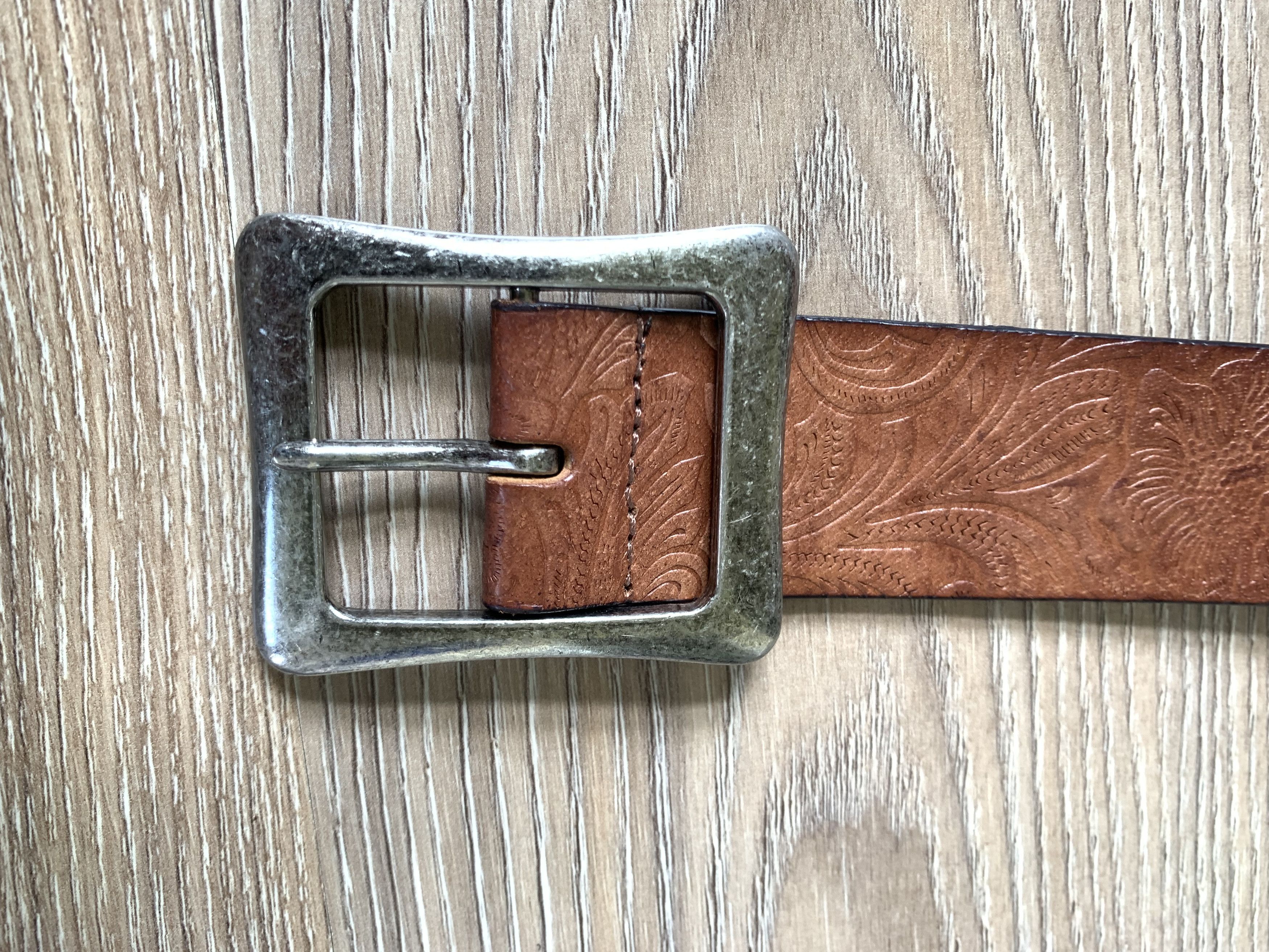 Designer × Vintage Bon A Parte Embossed Brown Leather Belt Size ONE SIZE - 4 Thumbnail