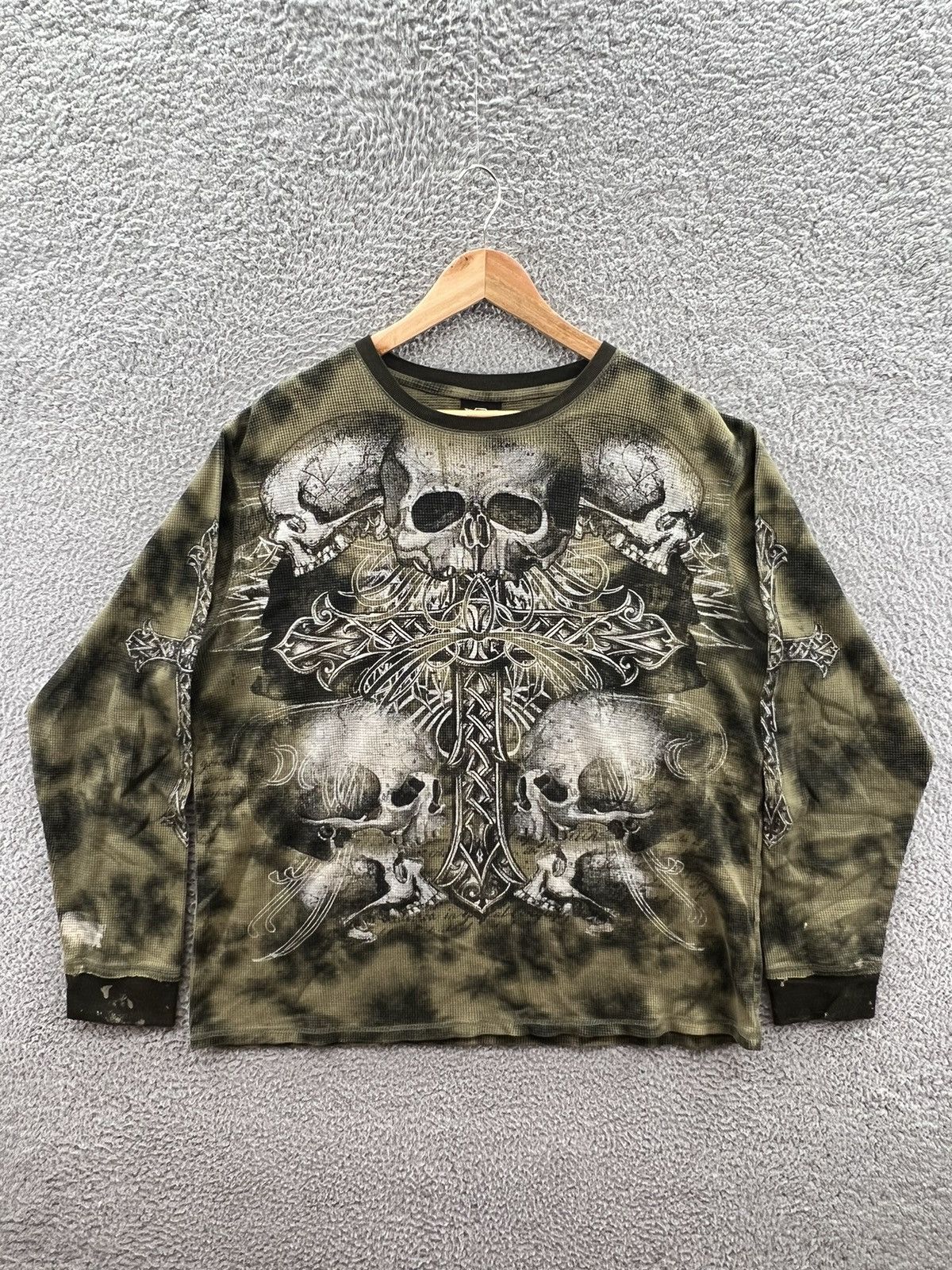 Other MMA Elite Long Sleeve Cyber Y2K Thermal Skulls Crosses Green Size US XL / EU 56 / 4 - 1 Thumbnail