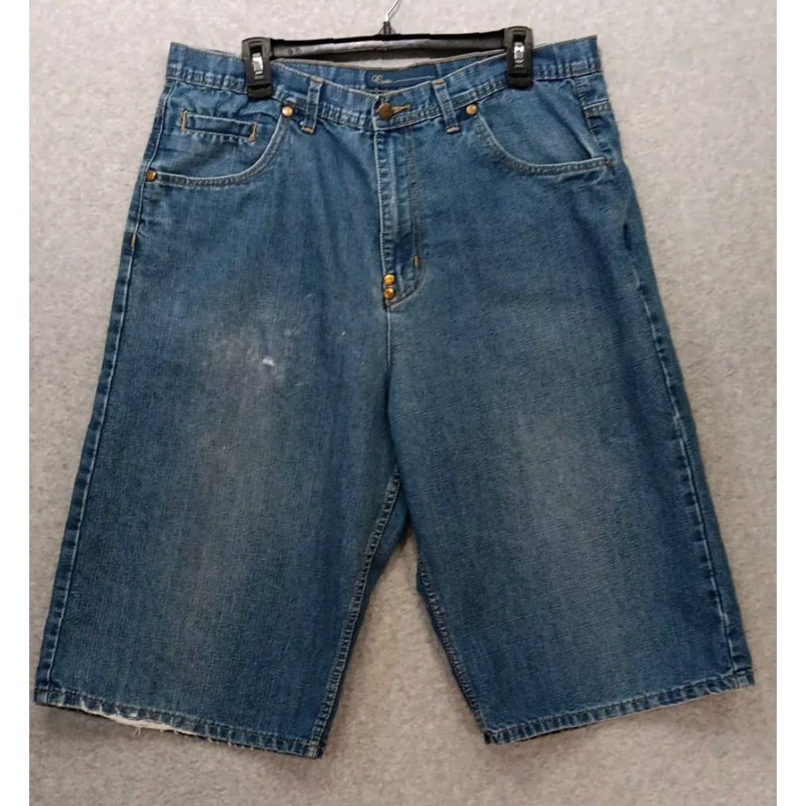 Denime VINTAGE Exsto Denim Shorts Men 36x14 Blue 90s Y2K Baggy Retro 6 Pockets Size US 36 / EU 52 - 2 Thumbnail