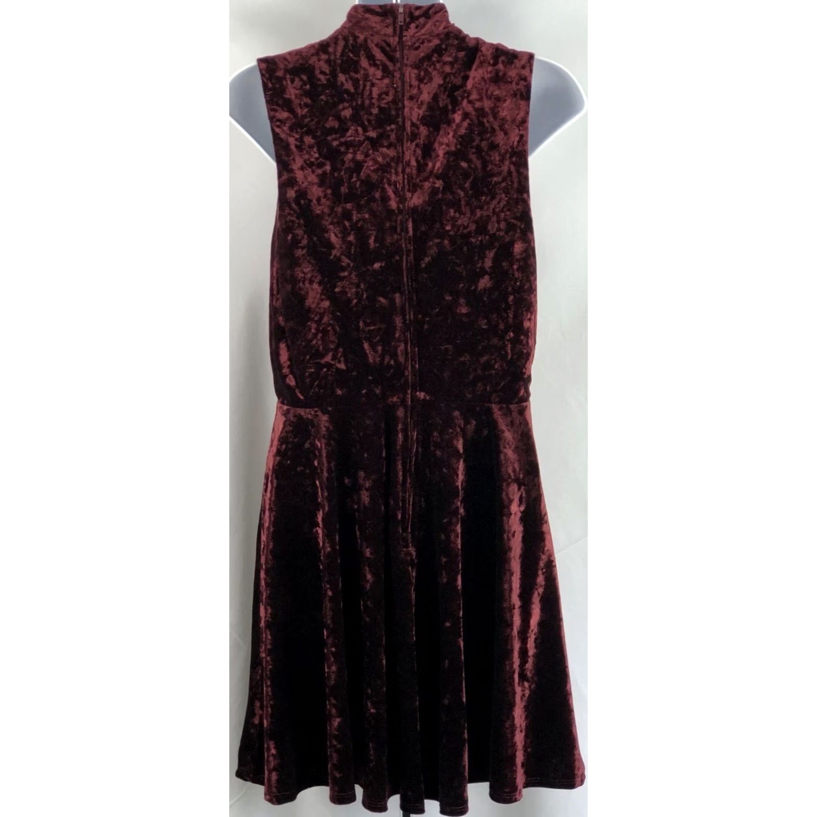 Vintage City Studio sleeveless mock neck dress 11 Red velour fit & flare Gothic Fairy Women's Dress Size L / US 10 / IT 46 - 3 Thumbnail
