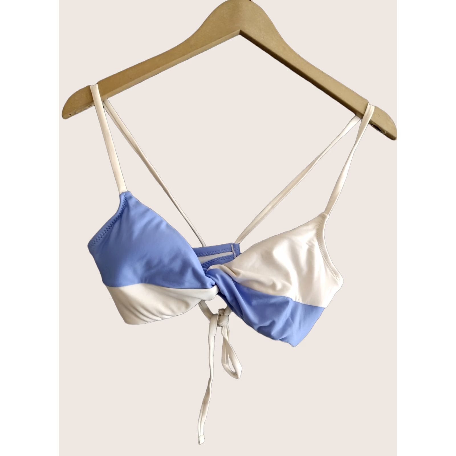 Vintage Shade & Shore Bikini Top Shirt Women L Blue White Strap Twist Padded 12-14 90s Angel theme Size L / US 10 / IT 46 - 1 Thumbnail