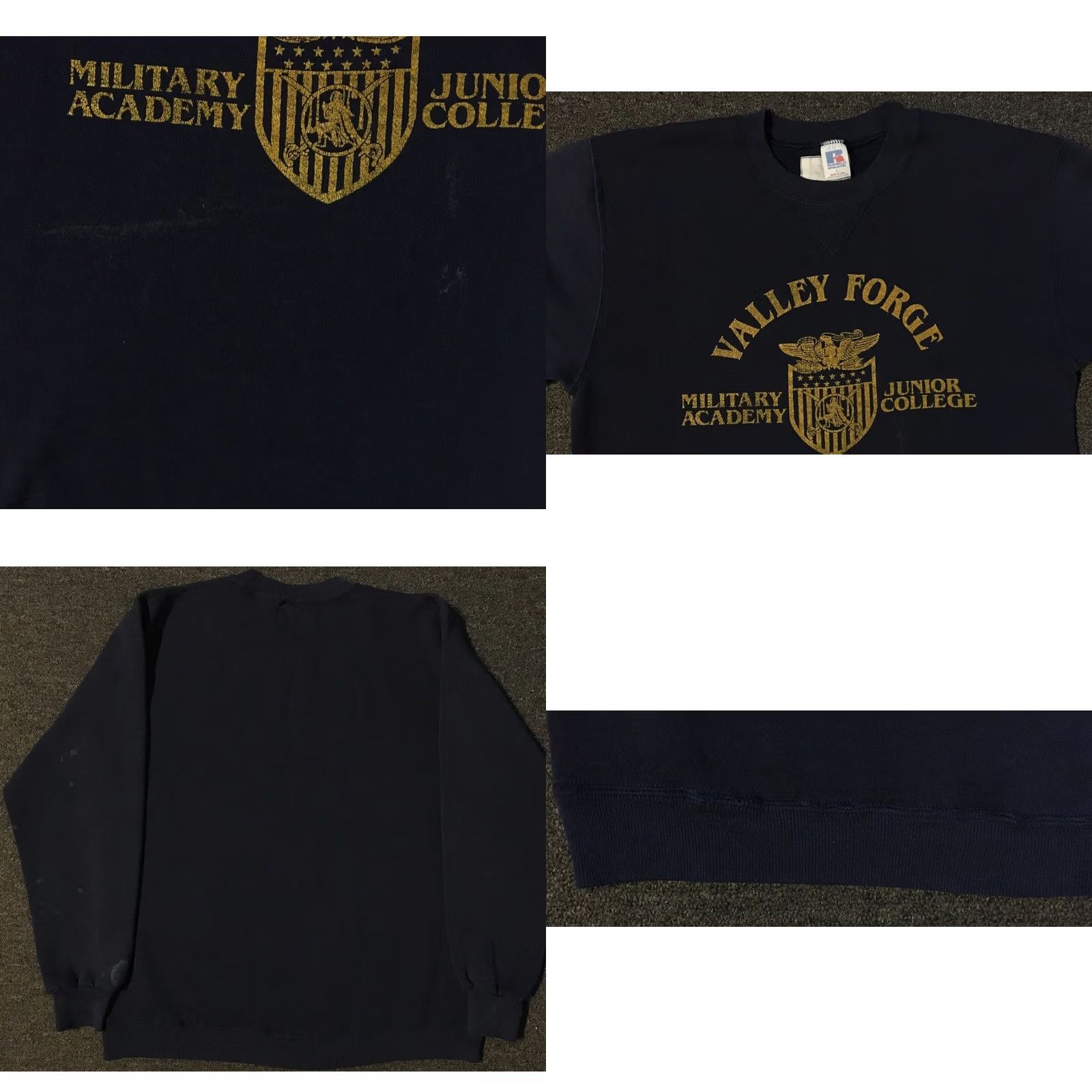 Russell Athletic VINTAGE Russell Athletic Valley Forge Military Academy Distressed Faded Sweatshirt M USA Blue Pullover Hoodie Mens 80s Grunge Distressed Sweatshirt Size US M / EU 48-50 / 2 - 8 Thumbnail