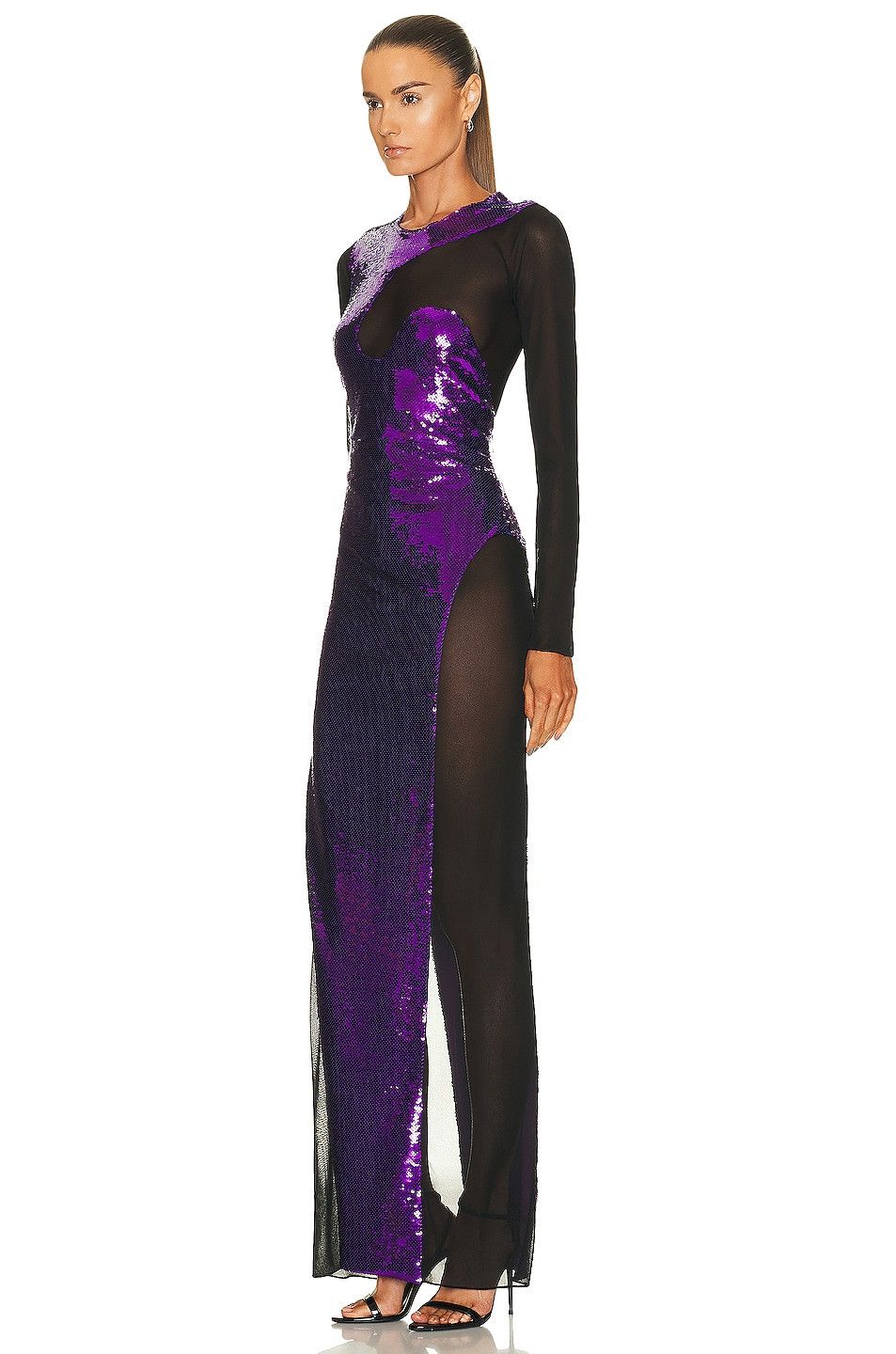 Tom Ford o1w1db10225 AB3193 Maxi Dress in Black Purple Size M / US 6-8 / IT 42-44 - 3 Thumbnail
