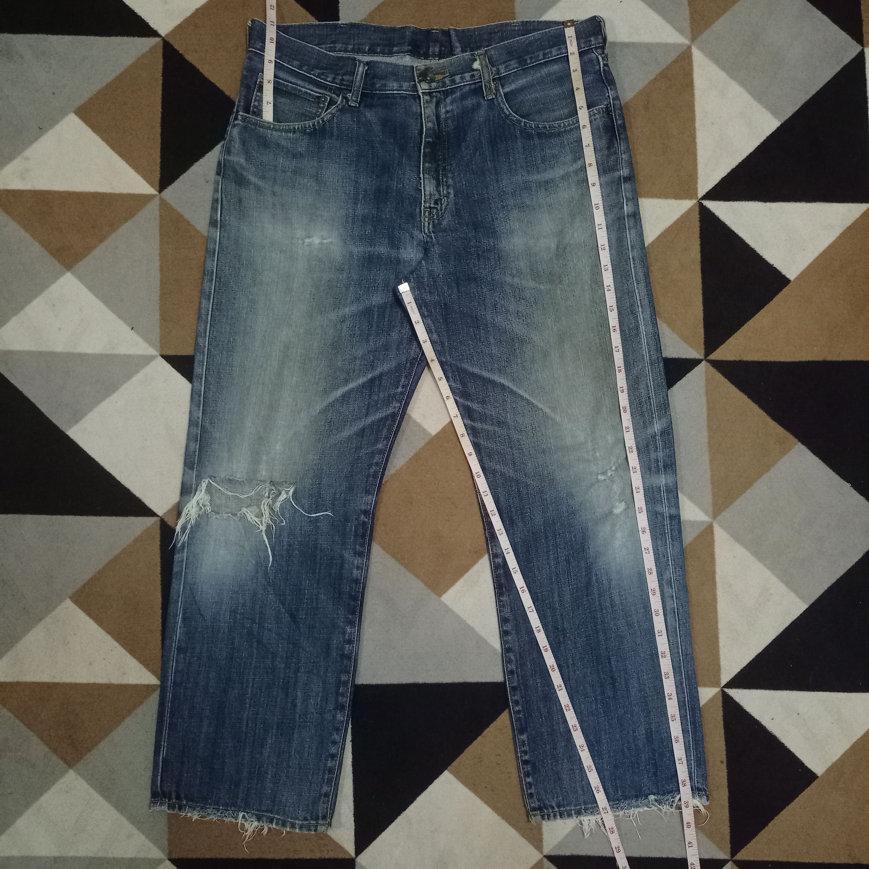 Japanese Brand × Uniqlo Vintage Japanese Uniqlo Distressed Baggy Jeans 36x27 Size US 36 / EU 52 - 9 Thumbnail