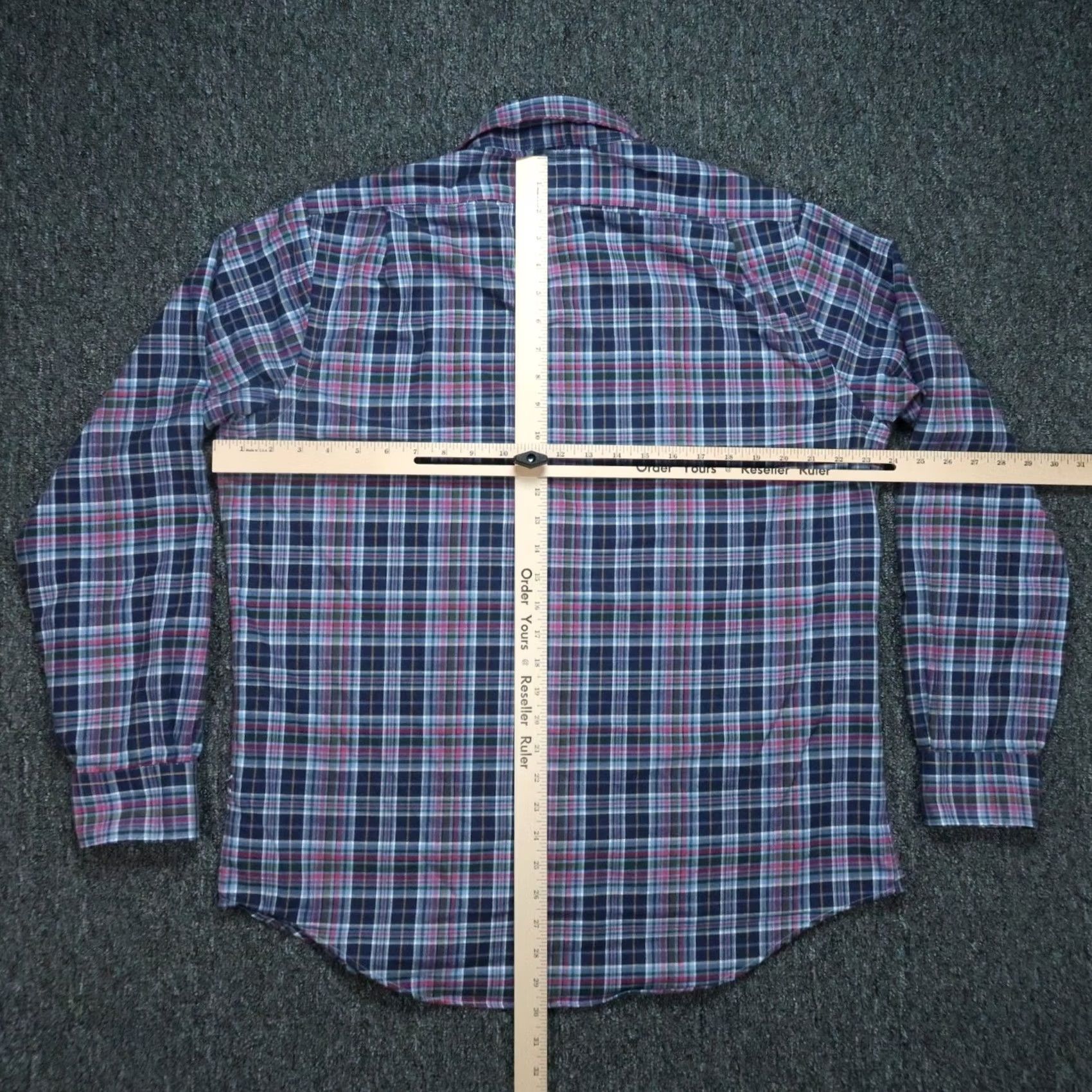 Polo Ralph Lauren Polo Ralph Lauren Shirt Men Large Blue Plaid Button-Up Cotton Polyester Tumbled Regular Fit Casual Mens Size US L / EU 52-54 / 3 - 5 Thumbnail