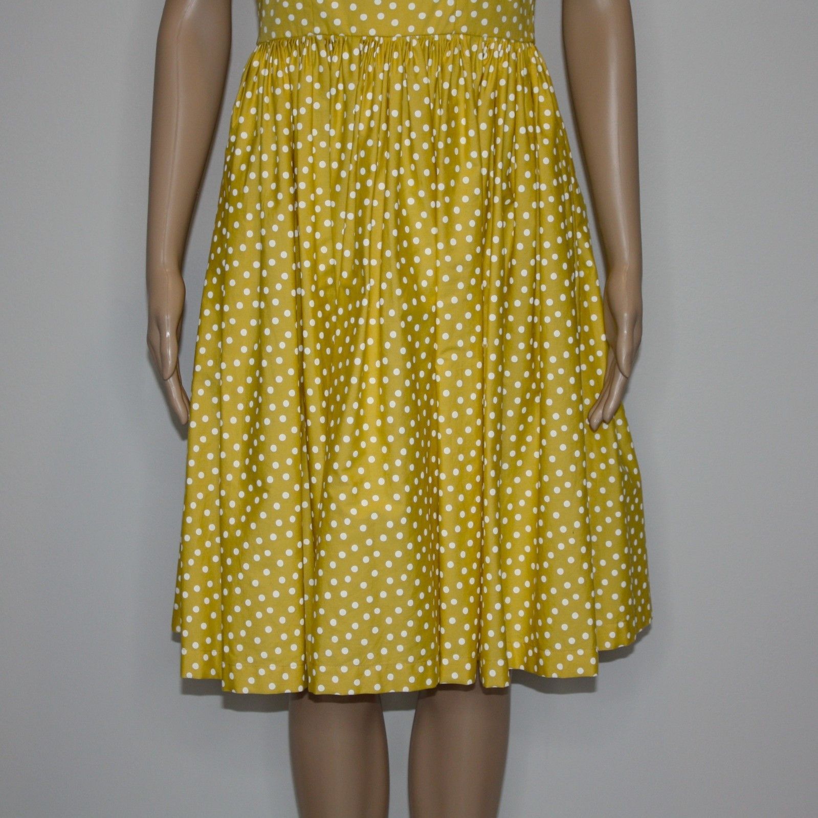 Other Retro Style Mustard Yellow with White Polka Dots Swing Dress Size S / US 4 / IT 40 - 6 Thumbnail