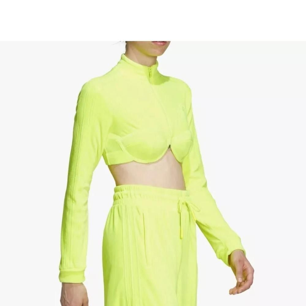 Designer ADIDAS X Jeremy Scott Solar Yellow Velour Pants Women Size 36" / US 14 / IT 50 - 5 Thumbnail