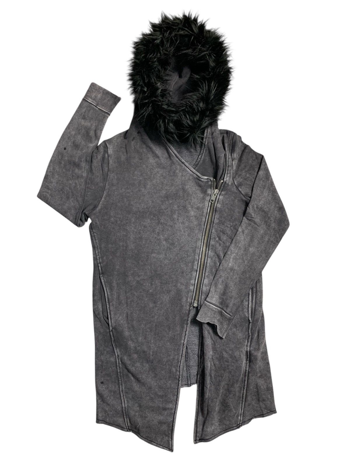 OzzCroce ASSYMETRICAL BLACK FUR ZIP HOODIE IFSIX LGB STYLE
