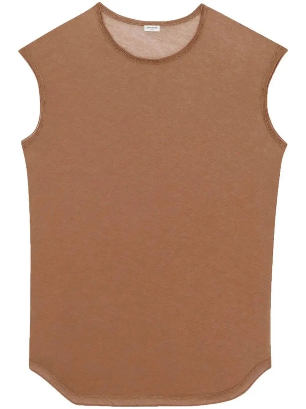 Saint Laurent Paris o1s1wg111124 Sleeveless T-Shirt in Jersey in Brown Size US XXL / EU 58 / 5 - 1 Thumbnail