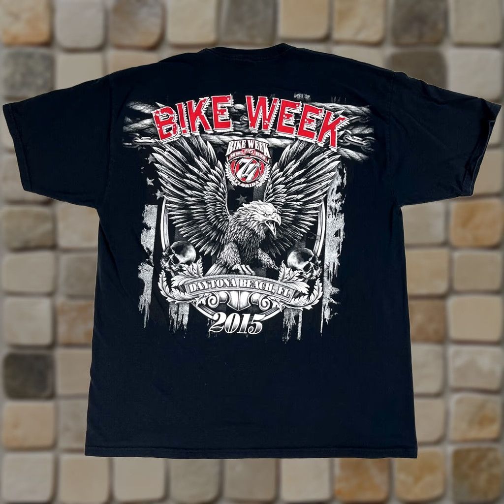 Fruit Of The Loom 2015 Daytona Beach, FL 74th Bike Week T-Shirt Double-Sided Sz XL Motorcycle Men's XL Black Cotton Fruit of the Loom Shirt Chil Size US XL / EU 56 / 4 - 1 Thumbnail