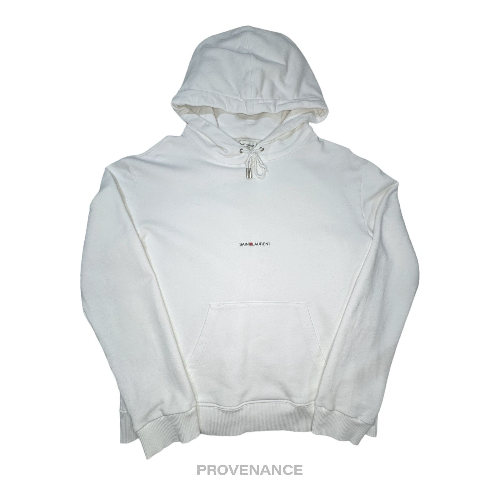 🔴 Saint Laurent Paris SLP Logo Hoodie - White
