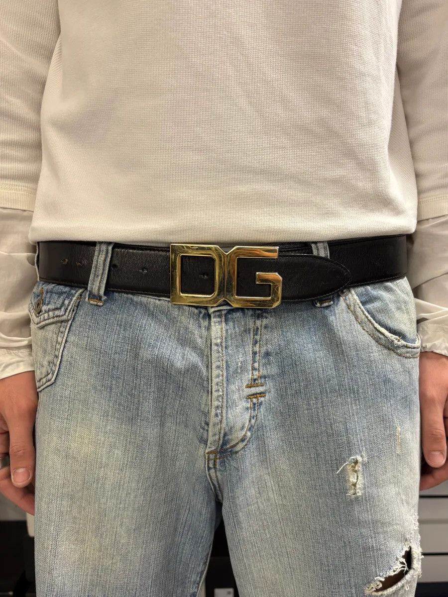 Dolce & Gabbana 2000s Dolce & Gabbana Golden DG Brown Leather Belt Size ONE SIZE - 2 Thumbnail