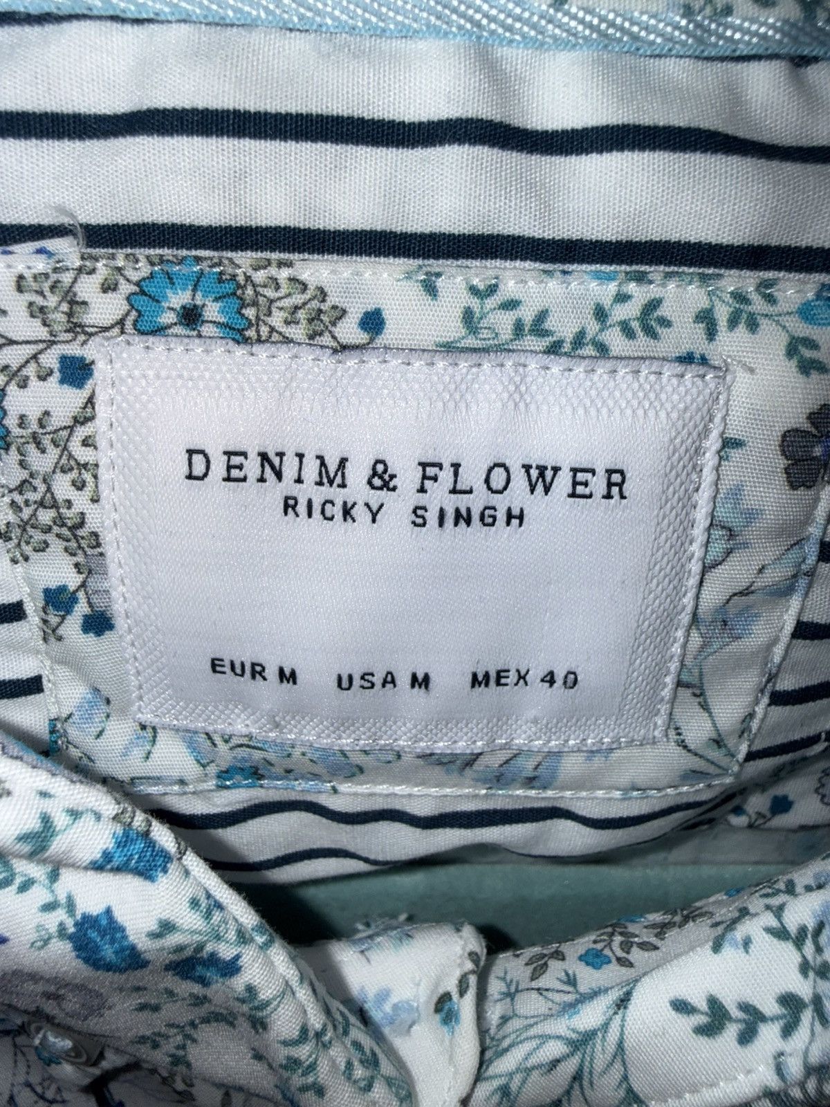 Denim & Flower Denim & Flower Ricky Singh Blue Floral Button-Down Shirt Size US M / EU 48-50 / 2 - 7 Thumbnail