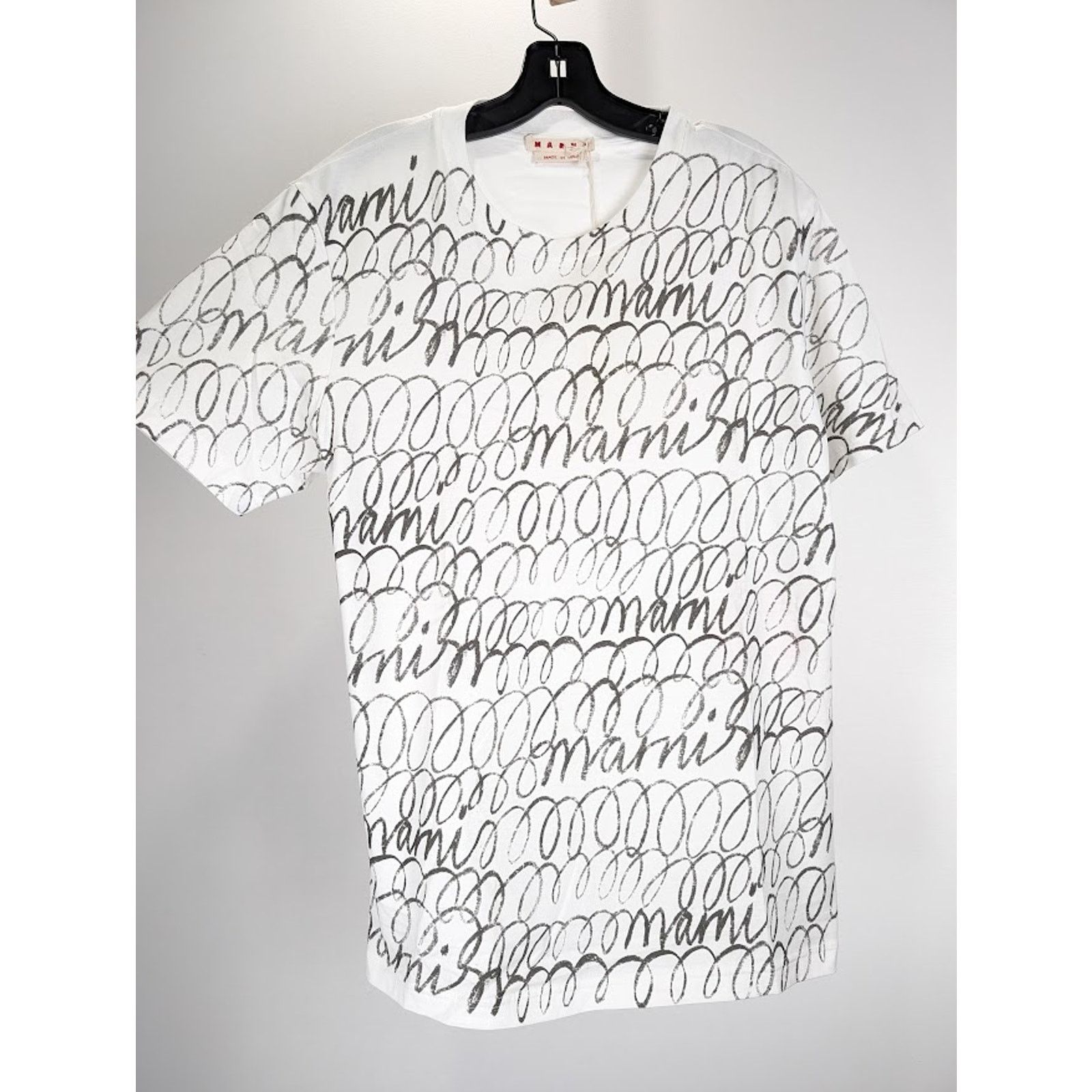 Marni o1rshd1 Scribbled Marni Organic Jersey T-Shirt in Lily White Size US L / EU 52-54 / 3 - 6 Thumbnail