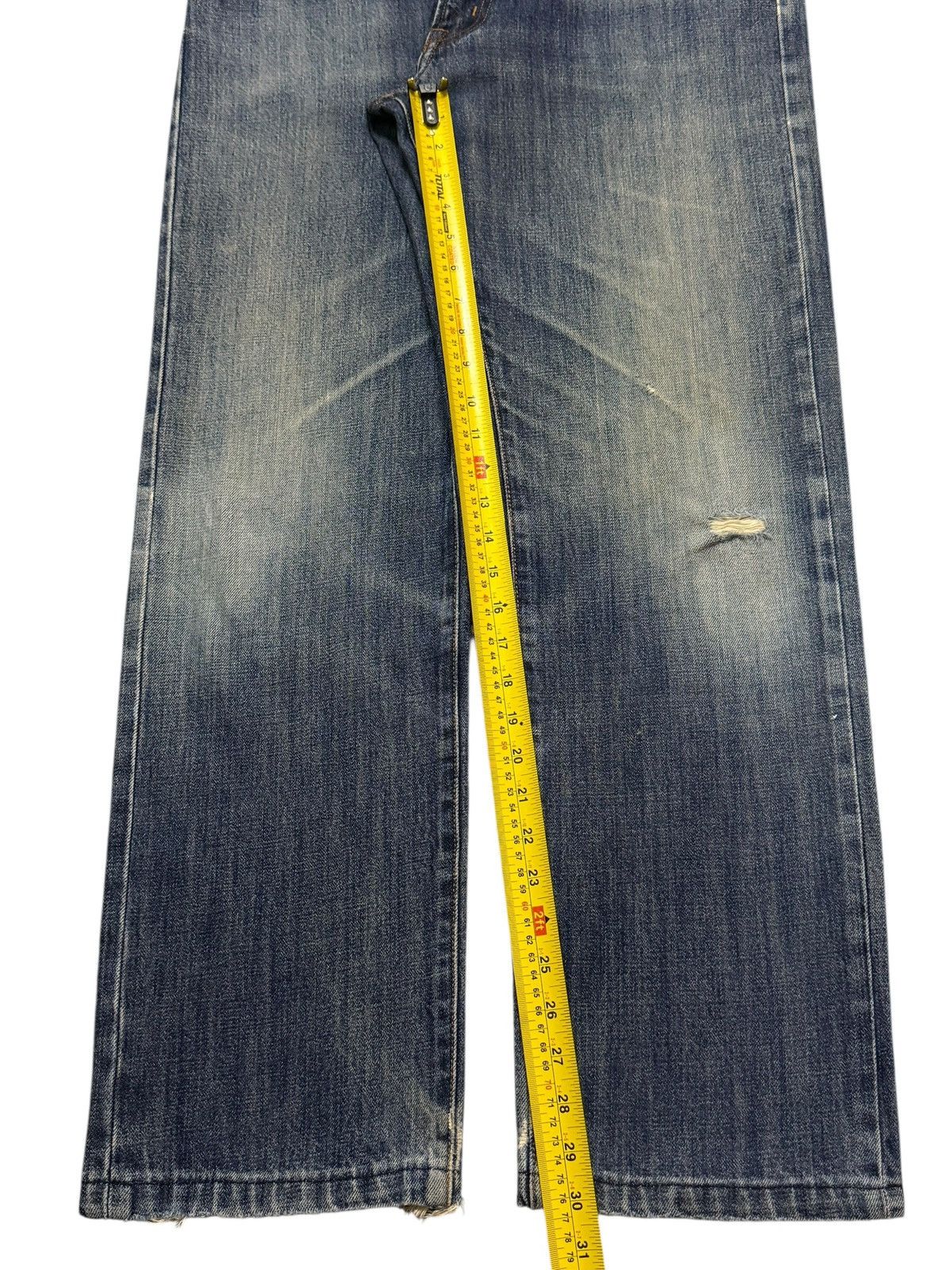 Kapital Vintage Y2K Japanese Brand Blue Faded Wash Whiskers Wide Leg Size US 34 / EU 50 - 9 Thumbnail