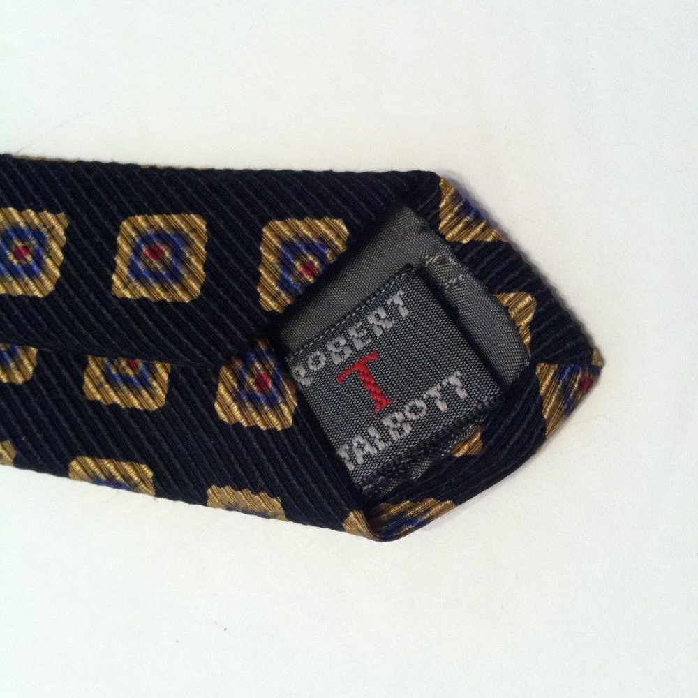 Robert Talbott ROBERT TALBOTT MEN'S NEW BLACK 100%SILK TIE WIDTH: 3 5/8" Size ONE SIZE - 8 Thumbnail