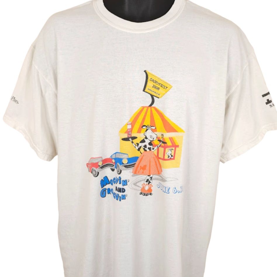 Gildan VINTAGE Marshfield Wisconsin T Shirt Mens XL White Y2K Dairyfest Cows T-Shirt Mens XL White Y2K Dairyfest Cows Size US XL / EU 56 / 4 - 2 Thumbnail
