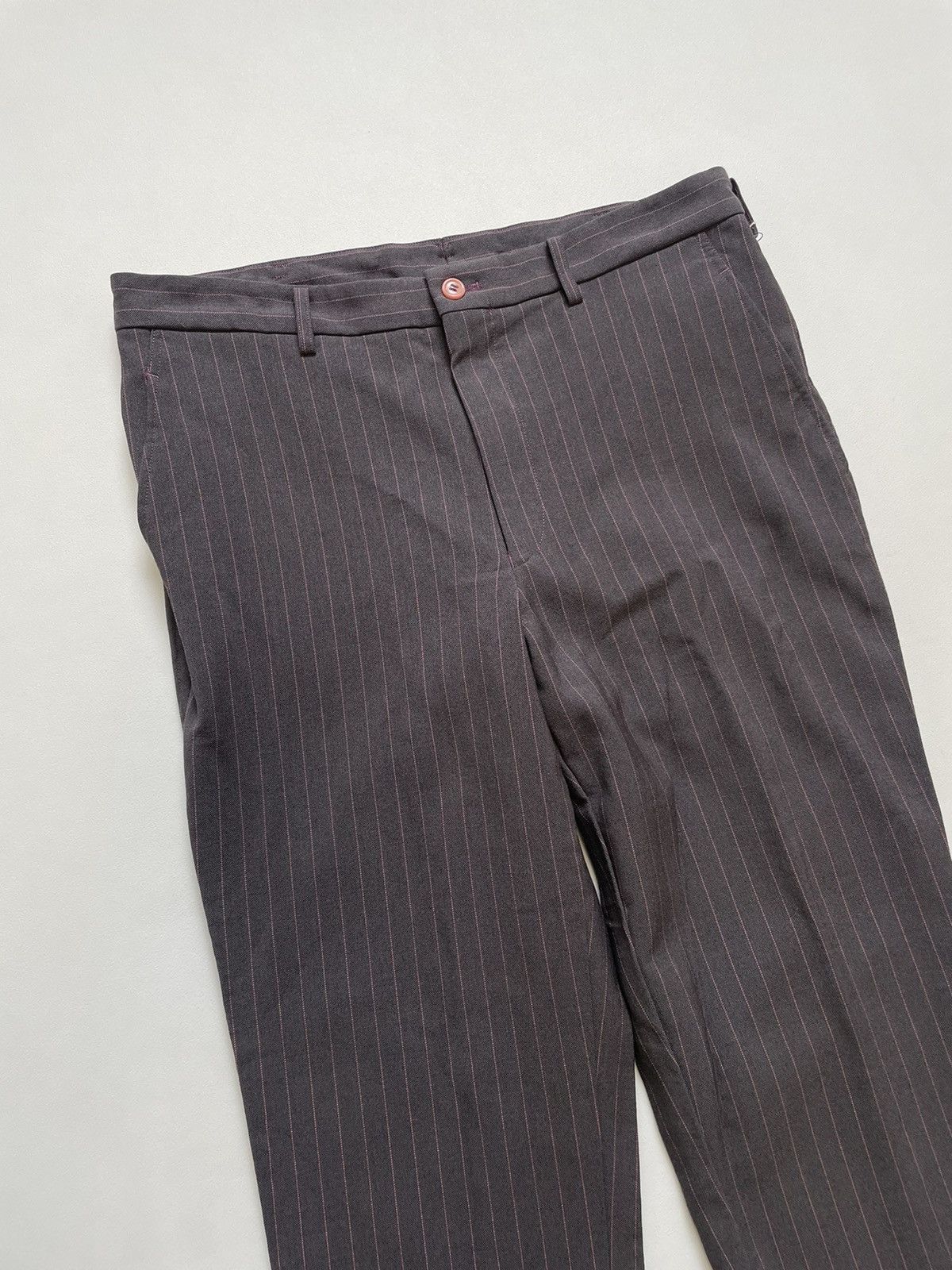 S/S 05 Grey/Pink Wool Pinstripe Trousers