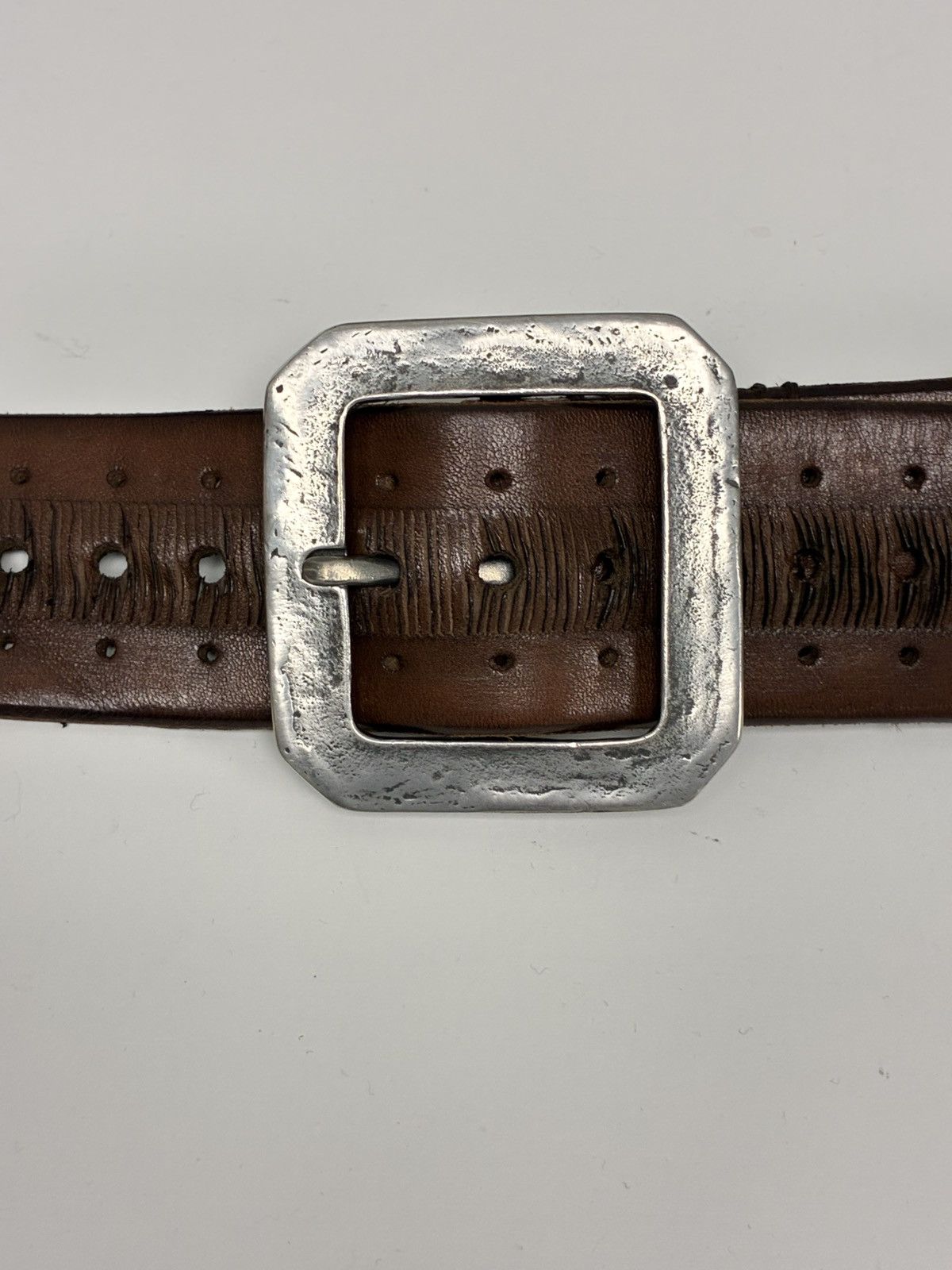 John Varvatos Brown Leather Belt Size 34 Size 34 - 2 Thumbnail