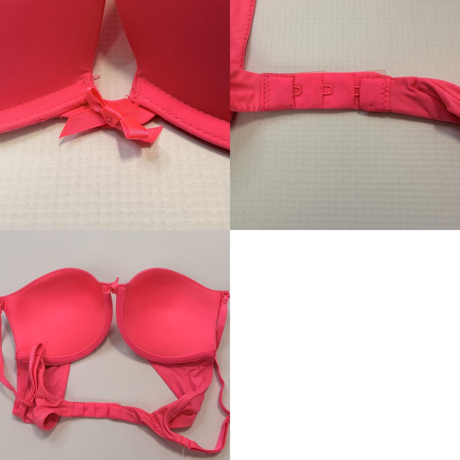 Pinko PINK Bra Set Womens 36B Neon Pink Push Up Underwire Lot Of 2 Bow Microfiber Size ONE SIZE - 9 Thumbnail