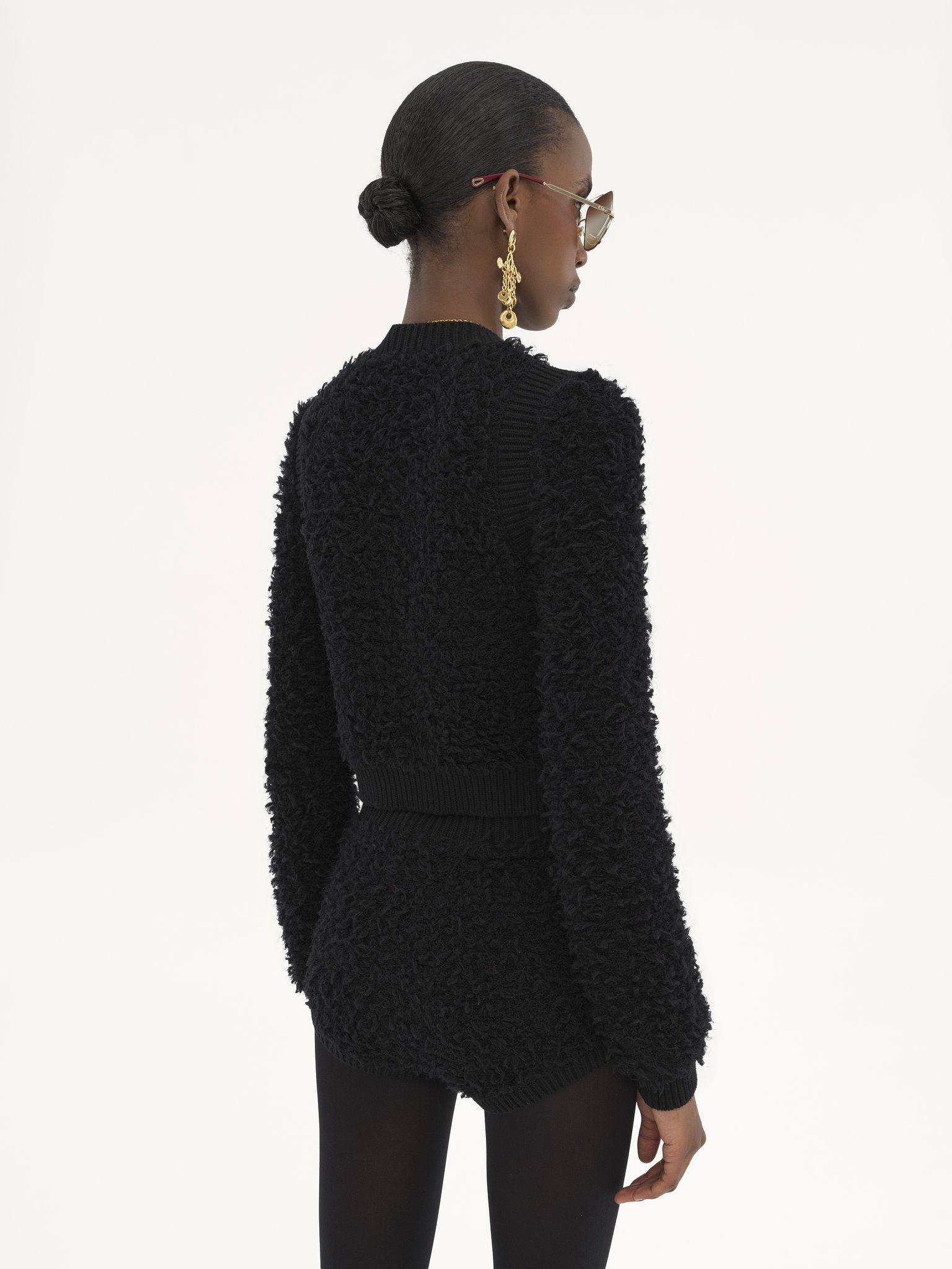 Chloe o1loc1c11125 Tweed Knit Cardigan in Black Size L / US 10 / IT 46 - 4 Thumbnail