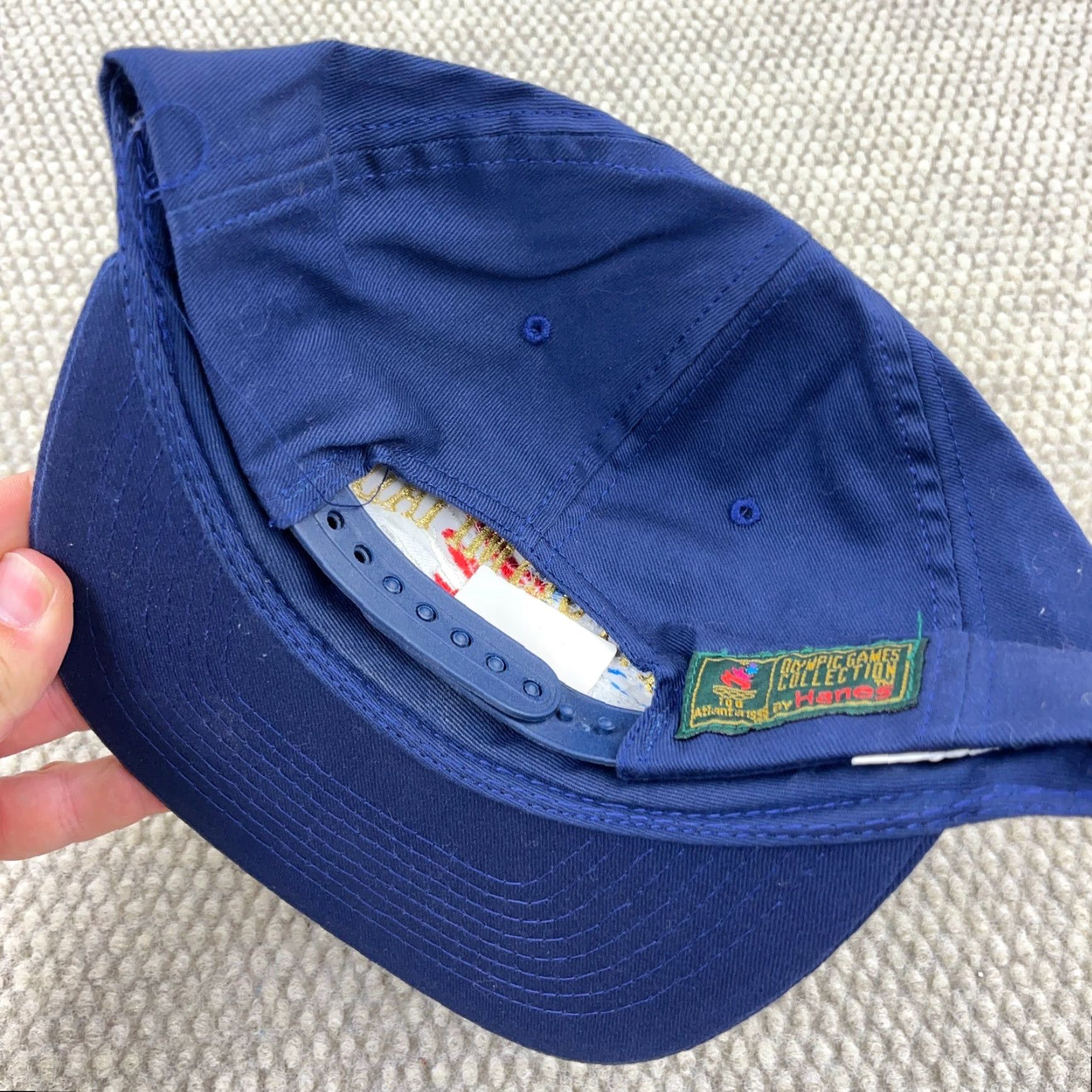 Hanes VINTAGE Olympics Snapback Hat Cap 1996 Atlanta 90s USA Flag Blue Mens One Size Size ONE SIZE - 7 Thumbnail