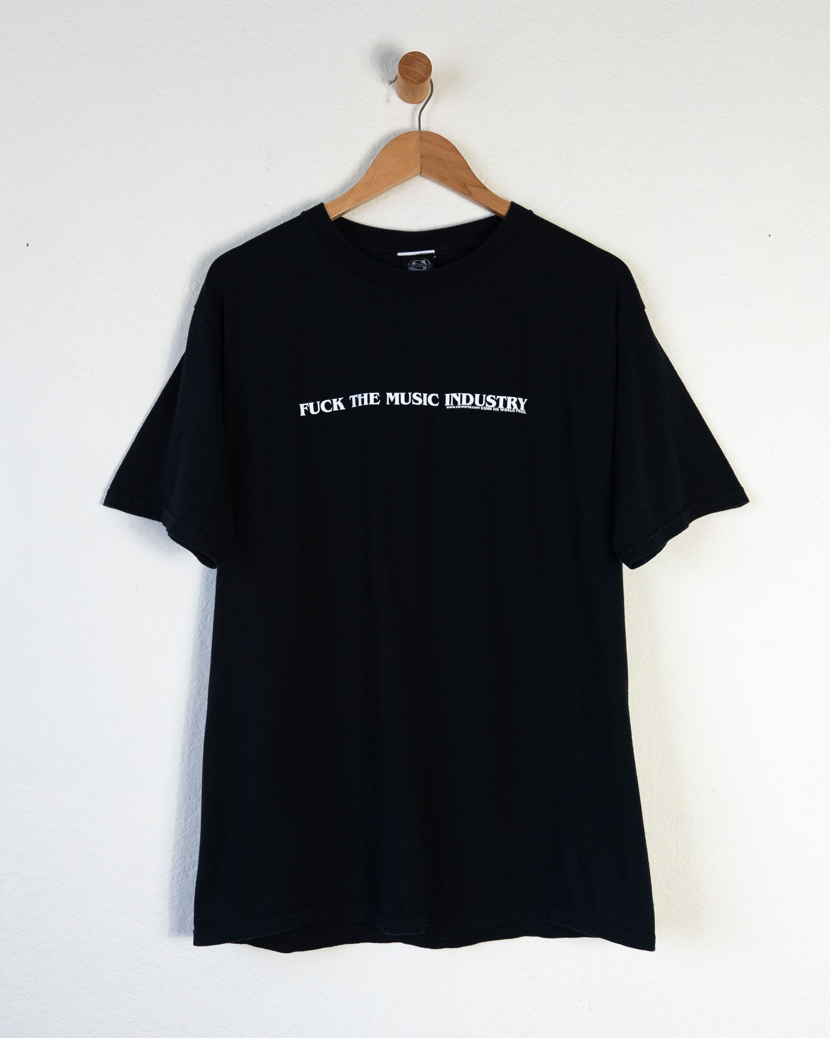 image of Made In USA x Vintage Y2K Vintage Sik World Fuck The Music Industry T Shirt Size L in Black, Men's