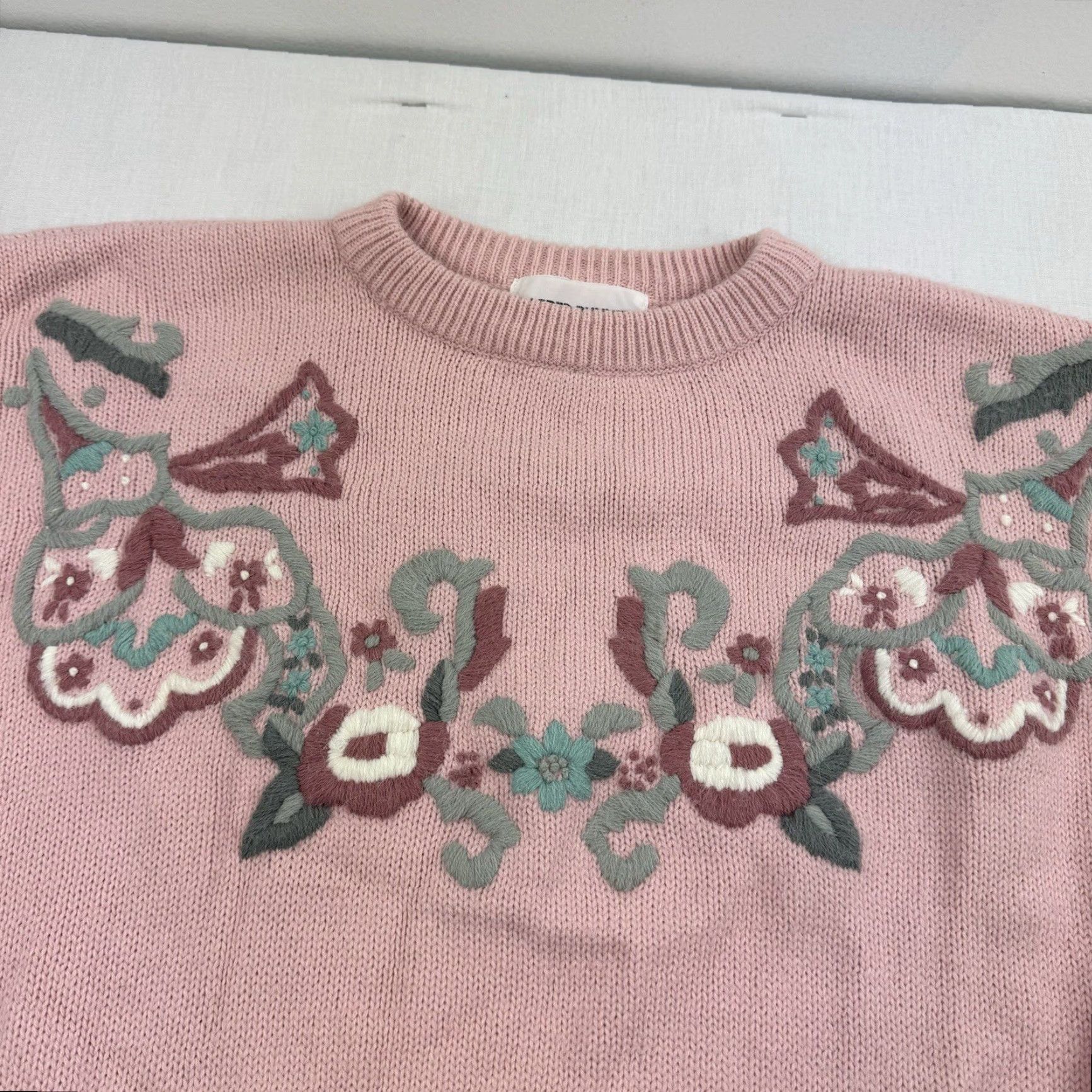 Vintage VINTAGE Alfred Dunner Sweater Women L Pink Floral Pullover Knit 90s Womens Size L / US 10 / IT 46 - 2 Thumbnail
