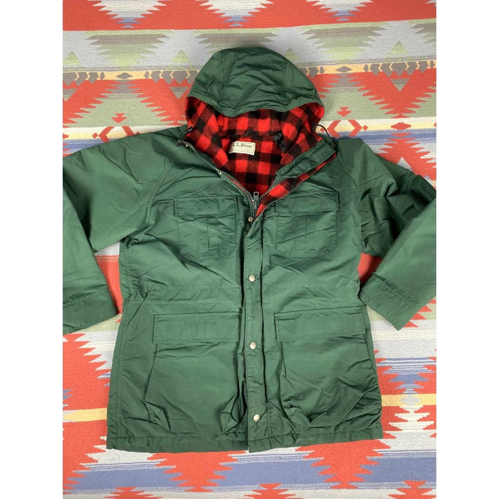 Vintage VINTAGE LL Bean Vintahe Baxter State Parka Green Red Black Wool Plaid Lined sz L 90s Mens Jacket Size US L / EU 52-54 / 3 - 3 Thumbnail