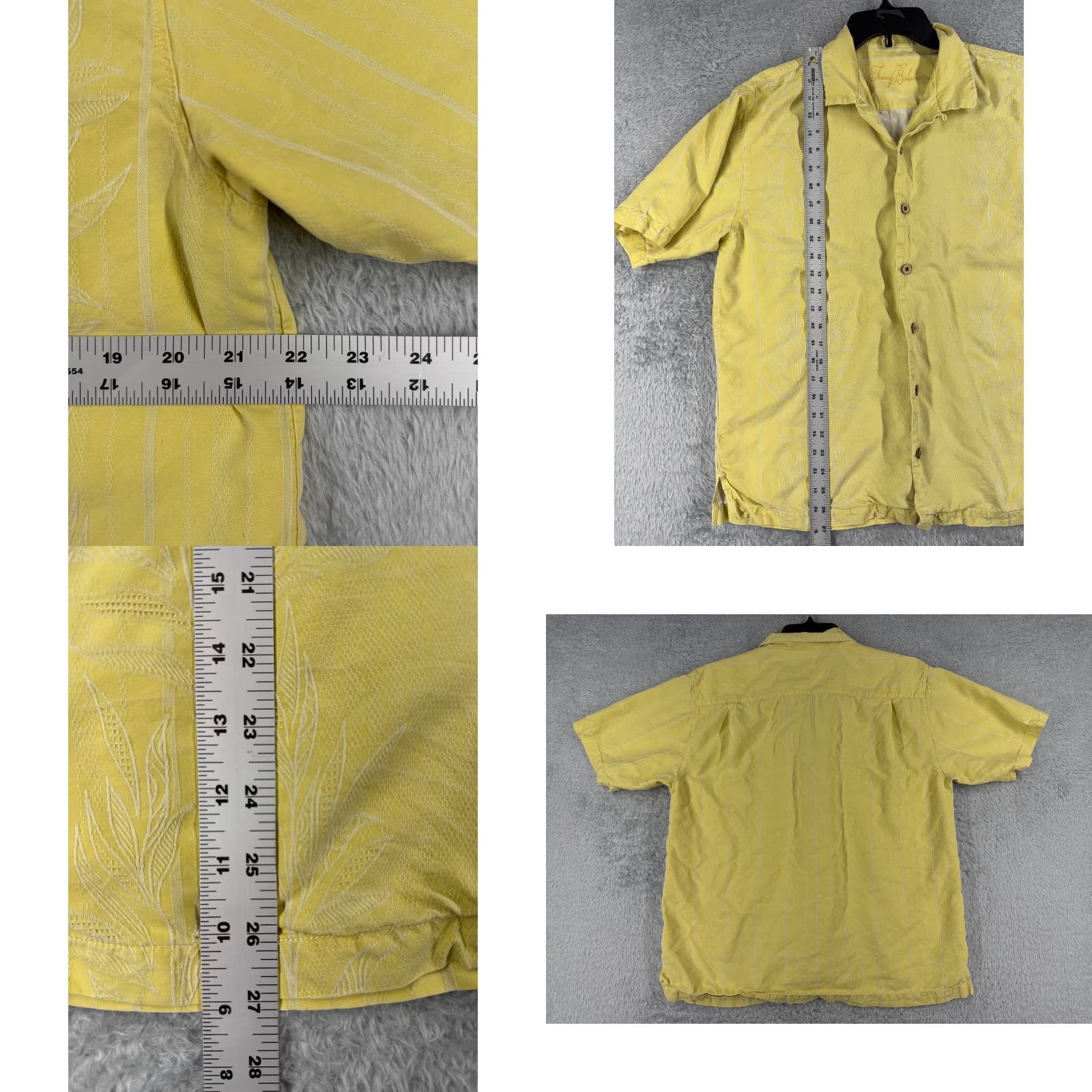 Tommy Bahama Tommy Bahama Shirt Men Large Yellow Leaf Hawaiian 100% Silk Button Pocket Casual Shirt 40 in Chest Size US L / EU 52-54 / 3 - 8 Thumbnail
