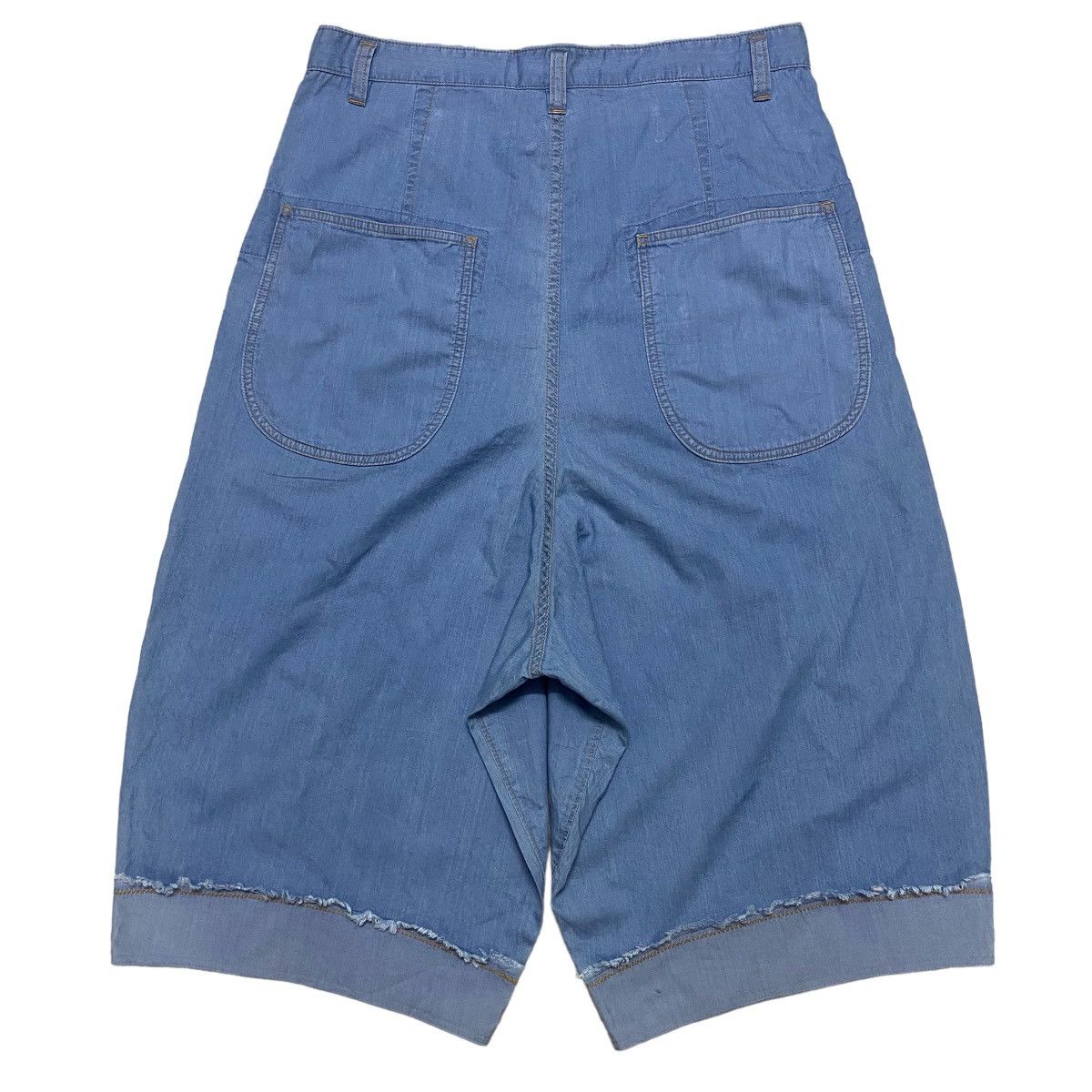 image of Frapbois Denim Baggy Wide Cropped Pants in Bleu, Men's (Size 34)