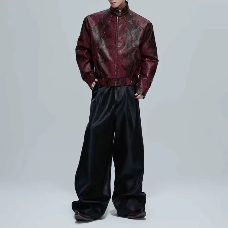 Leather Streetwear Python Texture PU Leather Loose Jacket Size US XL / EU 56 / 4 - 5 Thumbnail