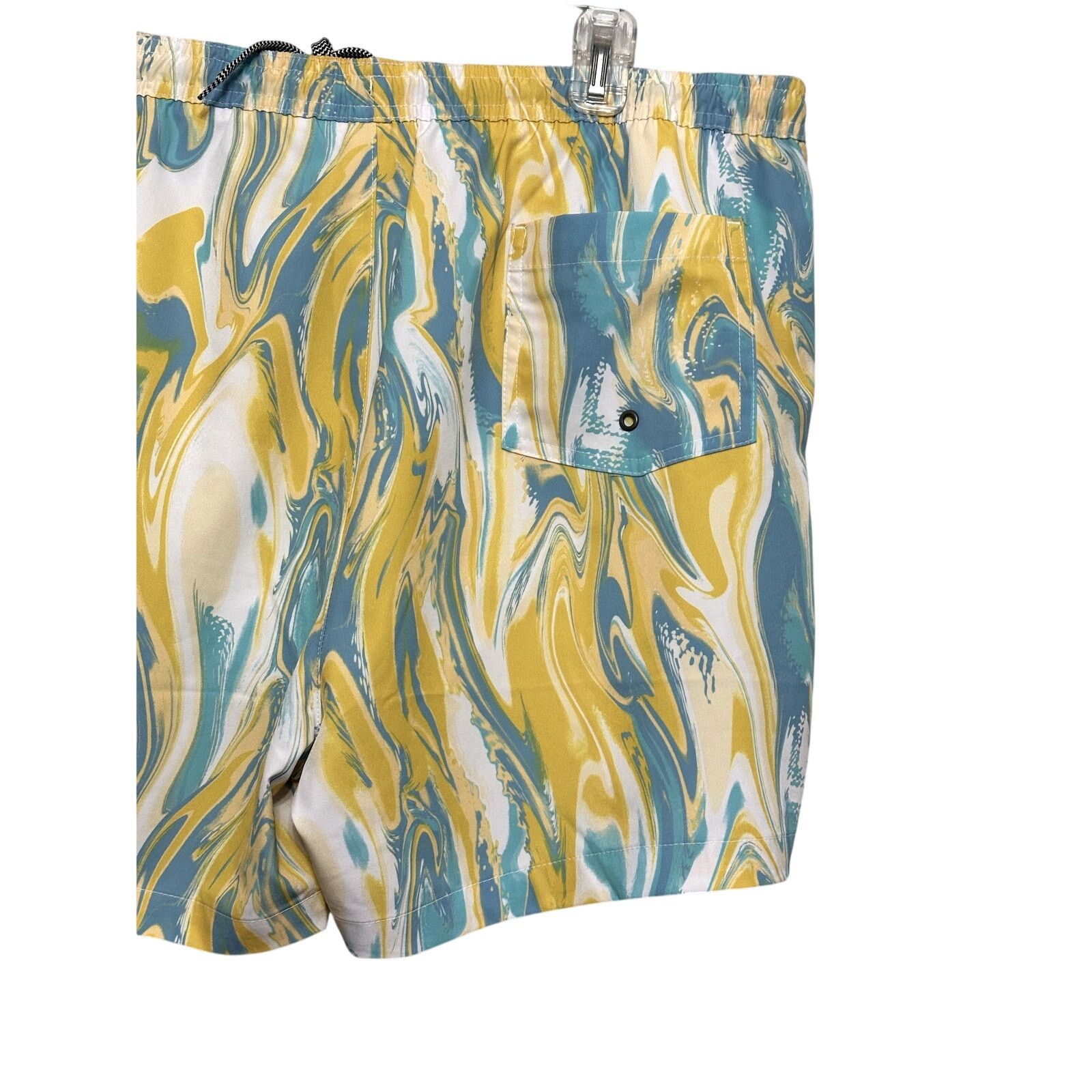 Other Open Edit Men's Yellow/Blue Swirl Volley Swim Trunks XL NWT Size US 36 / EU 52 - 7 Thumbnail