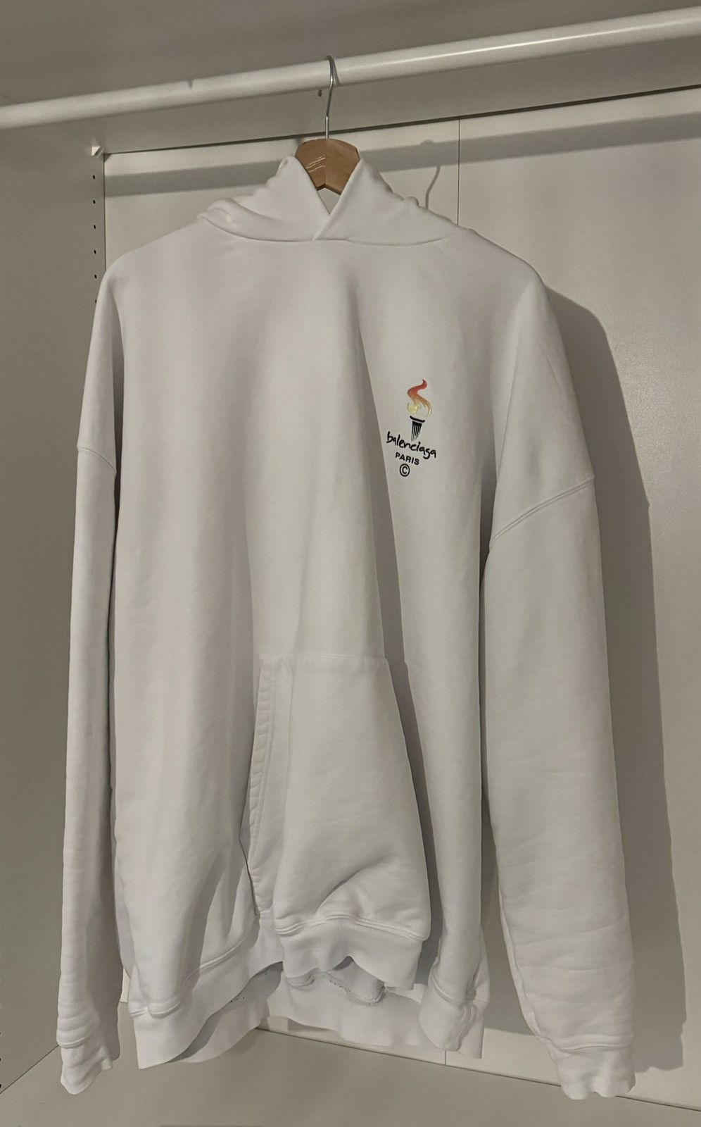 トップス Balenciaga Paris Olympics Embroidery Balenciaga Paris Olympics Embroidery Hoodie White Men's
