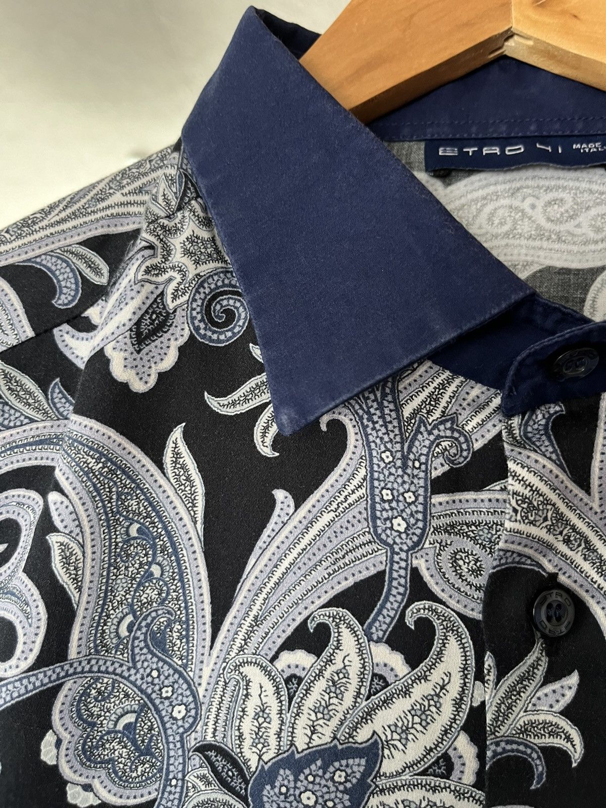 Etro Vintage Etro Shirt Flower Paisley Blue 41 size Longsleeve Size US L / EU 52-54 / 3 - 3 Thumbnail