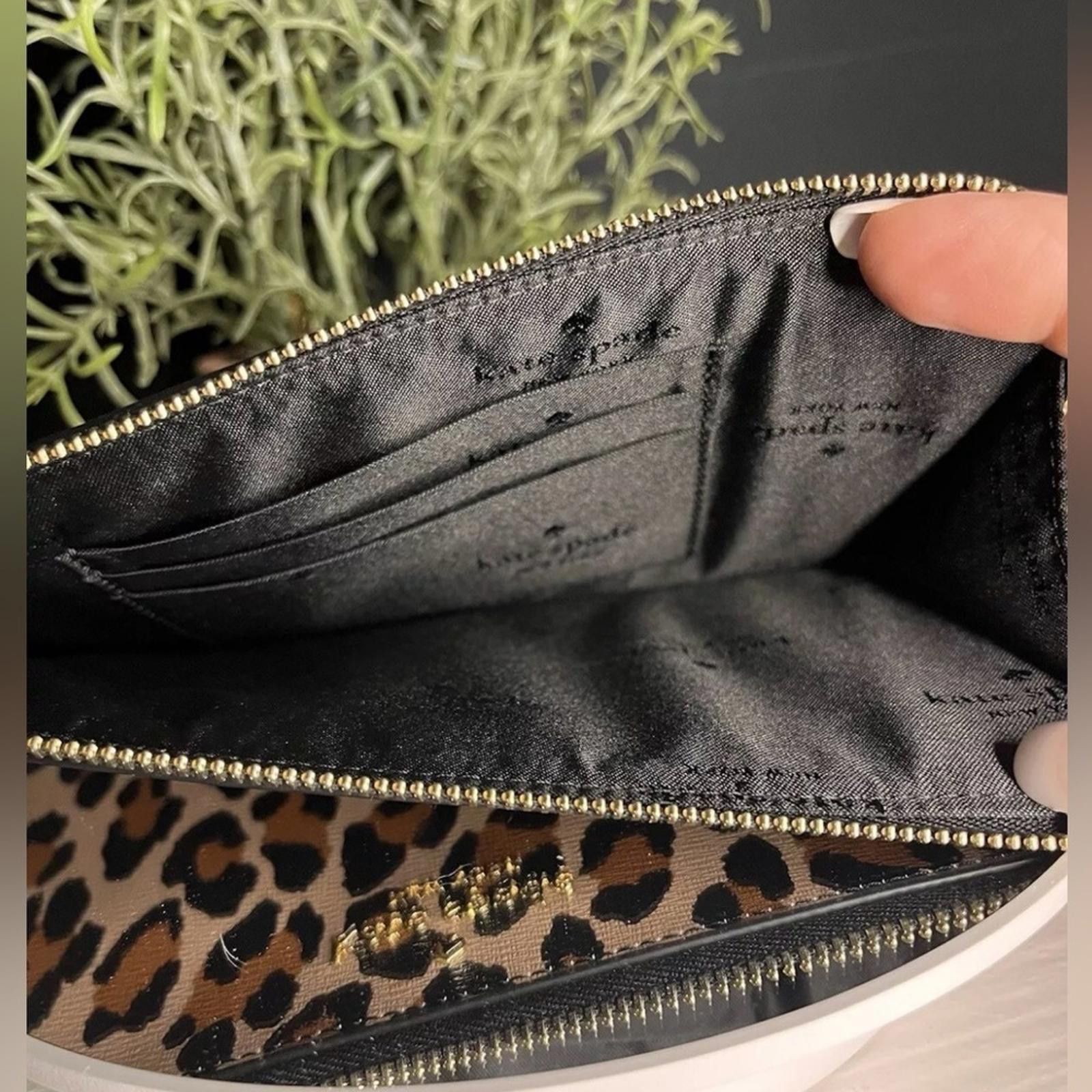 Kate Spade Kate Spade Lucy Medium L-Zip Leopard Print Wristlet Size ONE SIZE - 4 Thumbnail