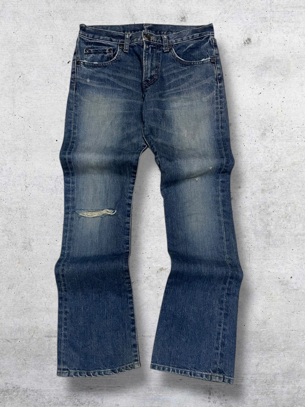 Japanese Brand VINTAGE RNA PUNK JAPAN OG 90S DESIGNER FLARED RIPPED DENIM Size US 28 / EU 44 - 1 Thumbnail