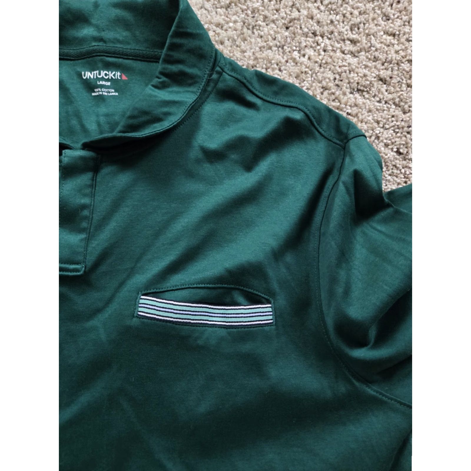 UNTUCKit UNTUCKit Polo Shirt Mens Large Green Long Sleeve Cotton Pullover Size US L / EU 52-54 / 3 - 4 Thumbnail